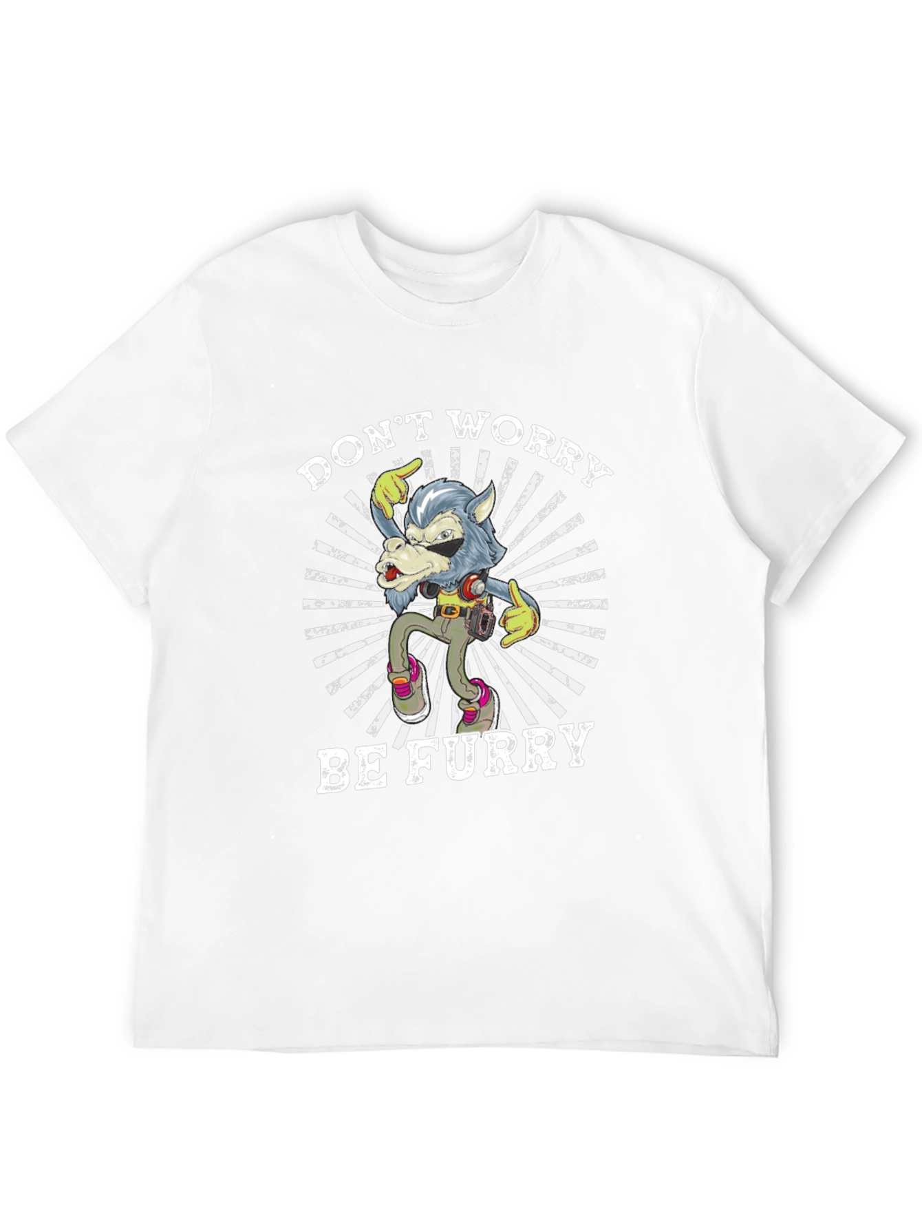 Dont Worry Be Furry T-Shirt Wolf Design