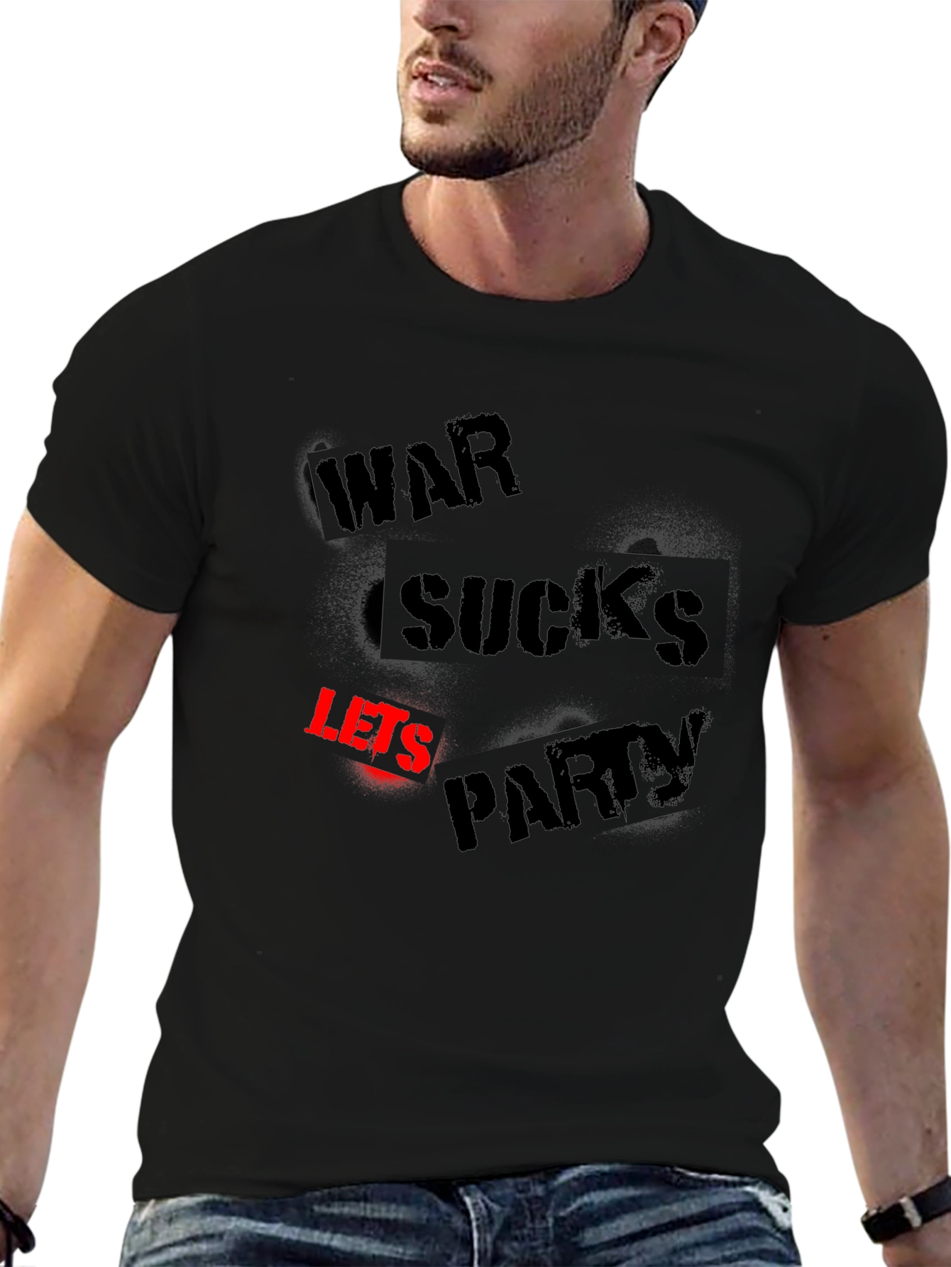 War Sucks Lets Party Black Graphic Tee