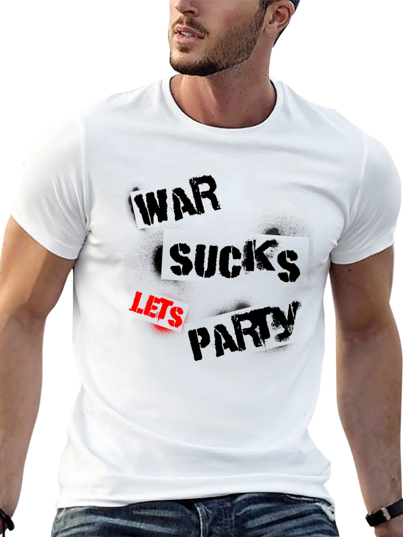 War Sucks Lets Party Black Graphic Tee
