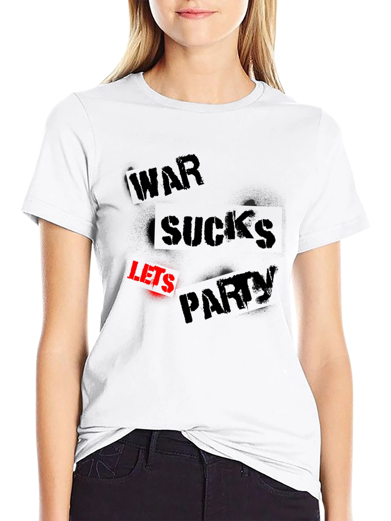 War Sucks Lets Party Black Graphic Tee