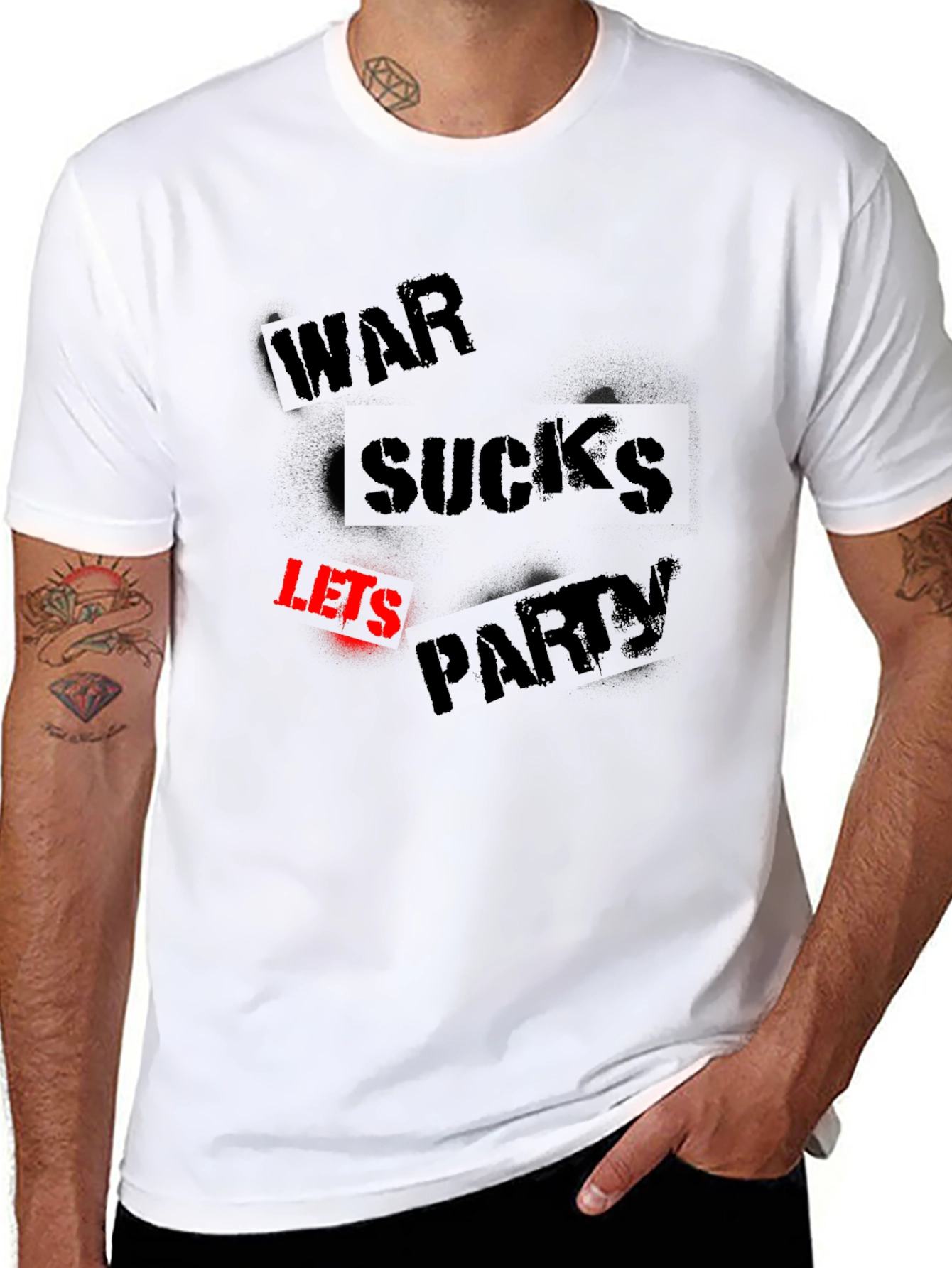 War Sucks Lets Party Black Graphic Tee