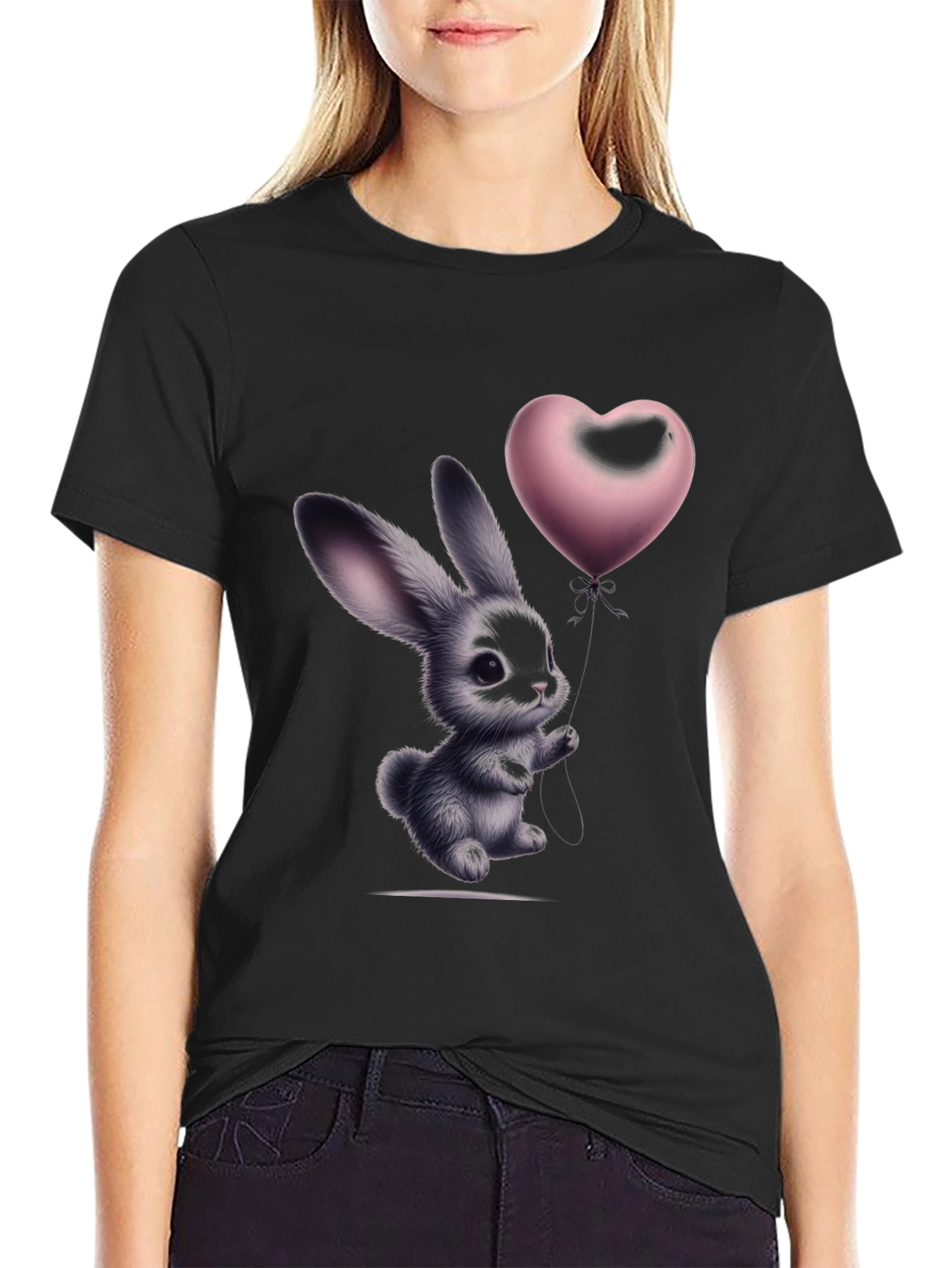 Bunny Heart Balloon Graphic T-Shirt