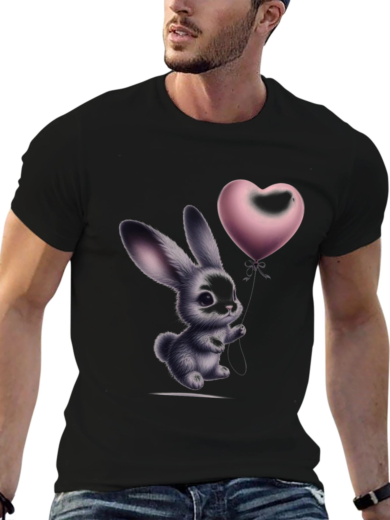 Bunny Heart Balloon Graphic T-Shirt