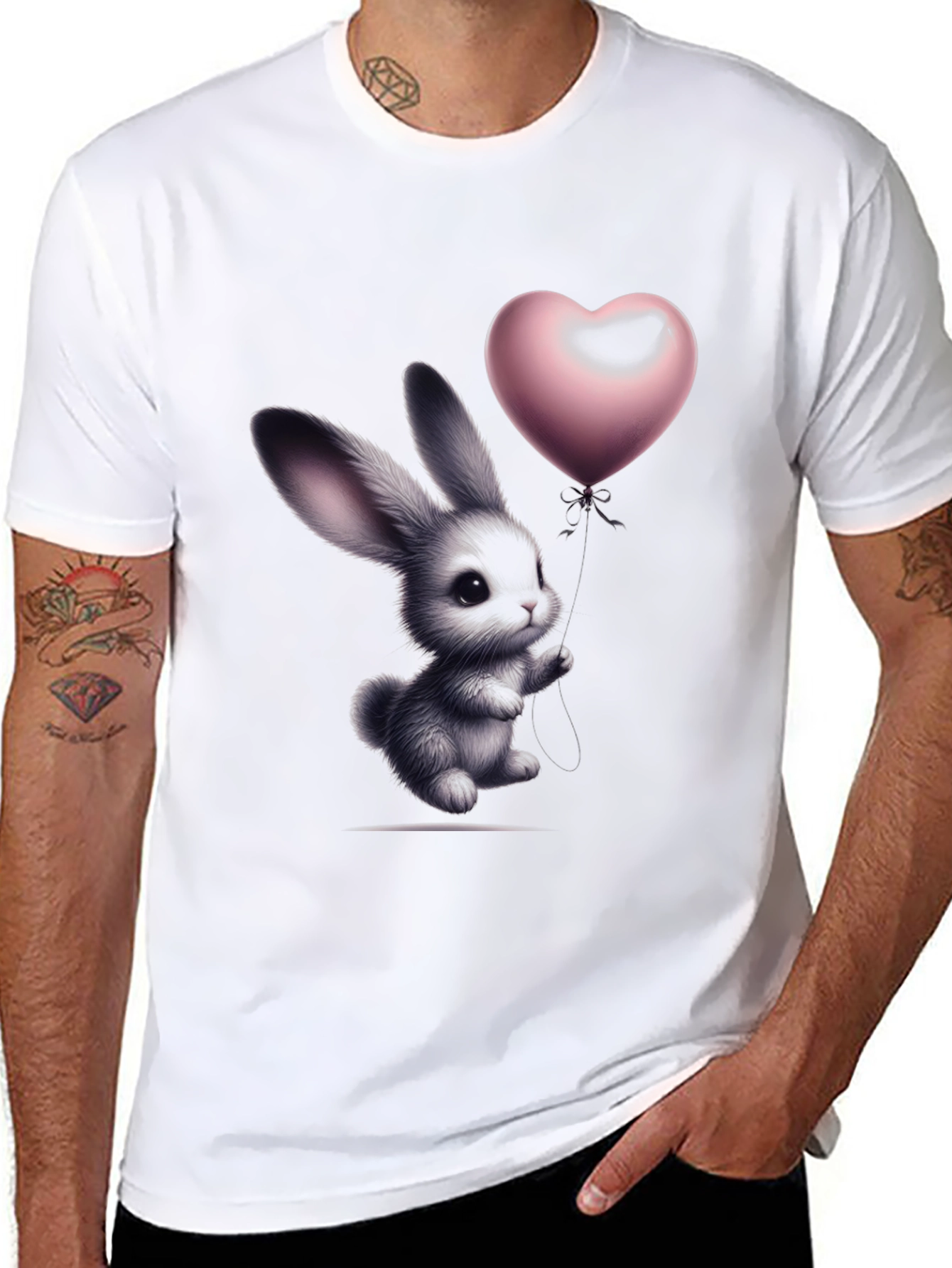 Bunny Heart Balloon Graphic T-Shirt