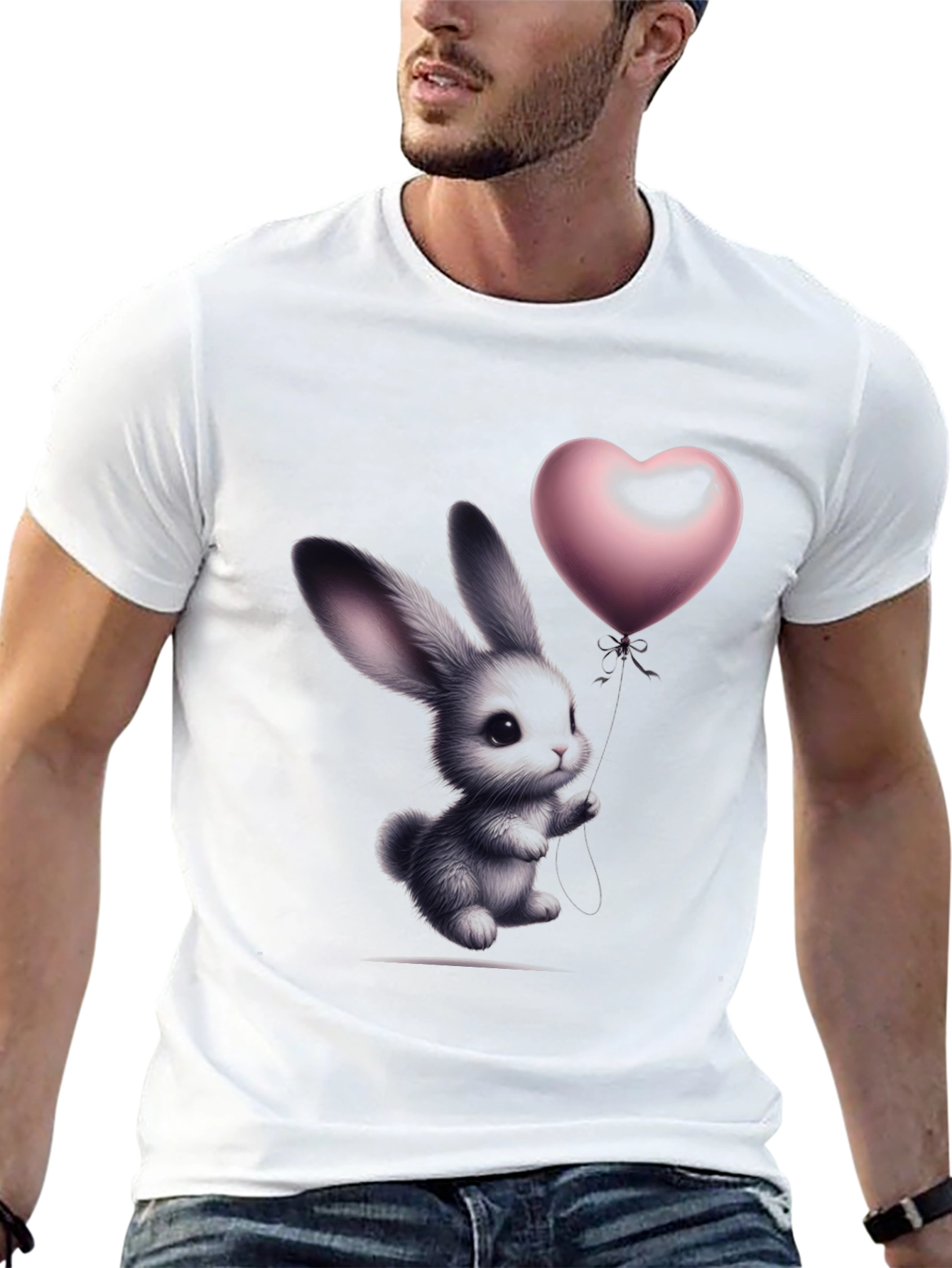 Bunny Heart Balloon Graphic T-Shirt