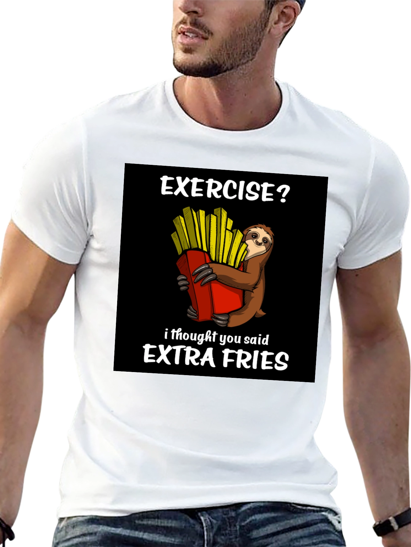 Exercise? Extra Fries Sloth Graphic Tee