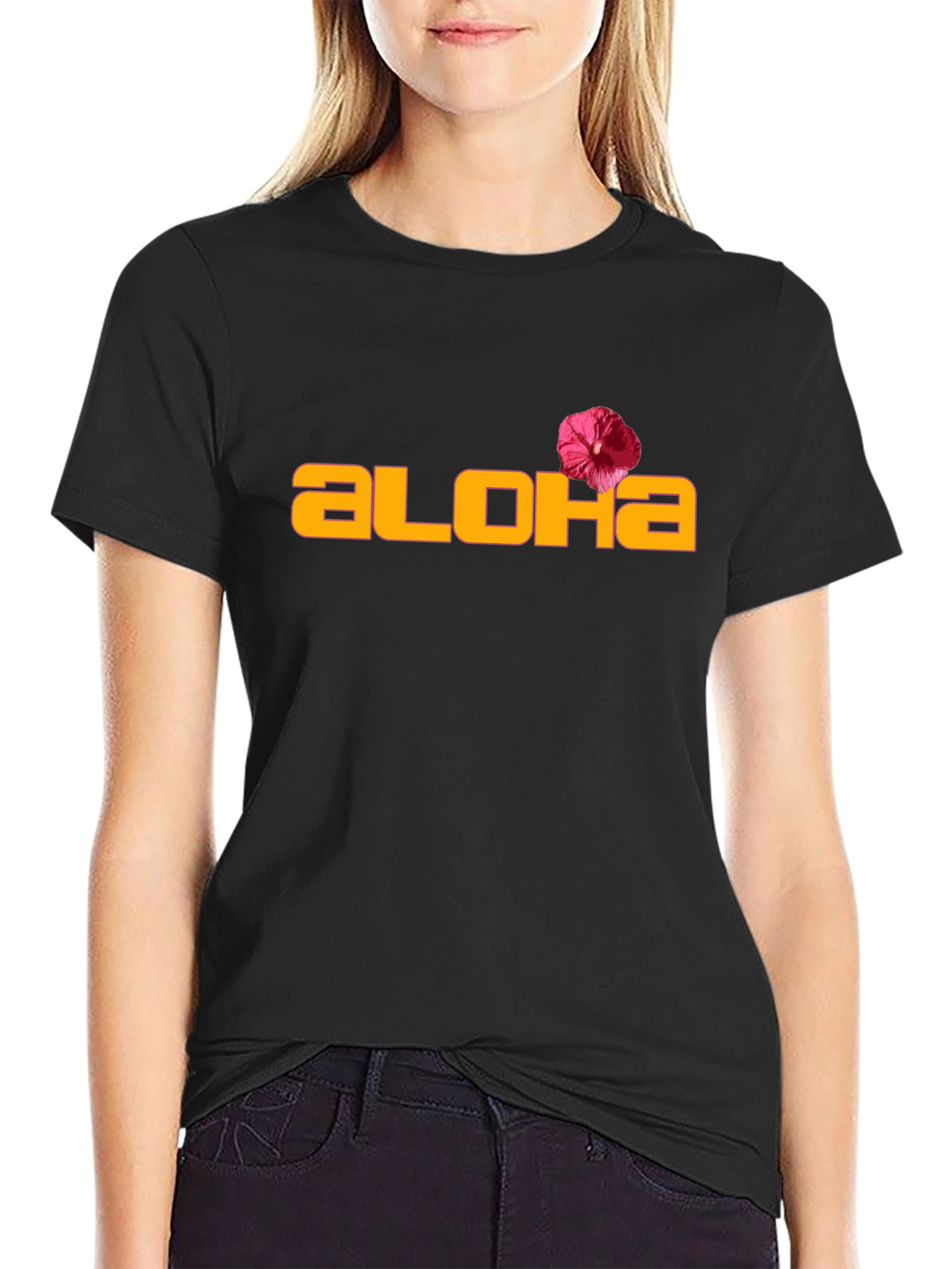 Aloha Graphic Tee - Black Casual T-Shirt