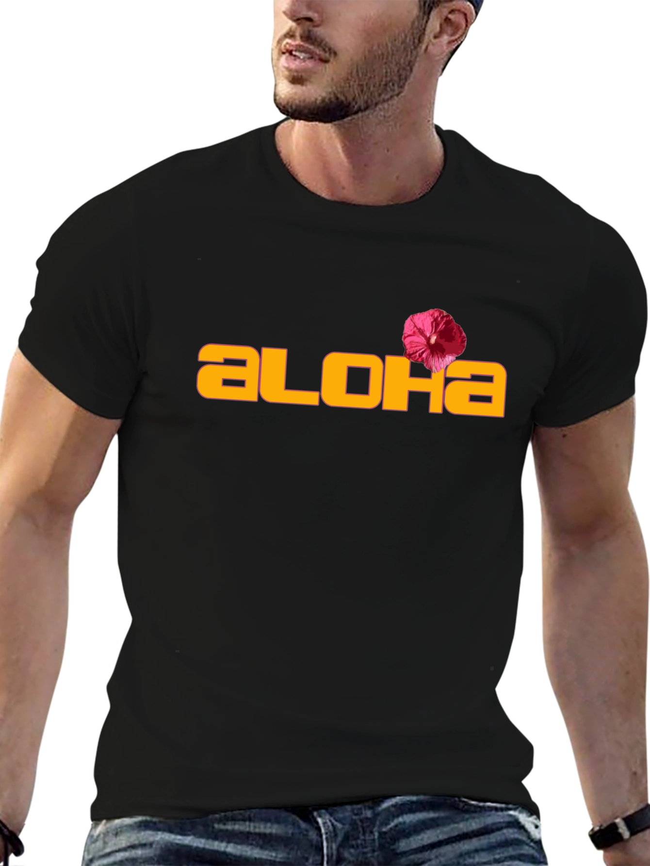 Aloha Graphic Tee - Black Casual T-Shirt