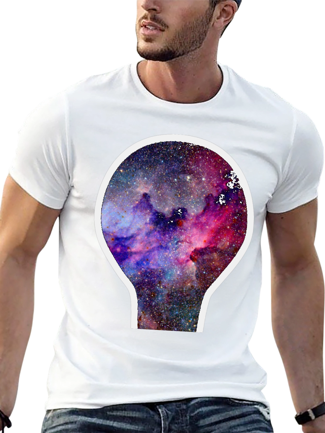 Galaxy Nebula Graphic T-Shirt - Black Cotton Blend