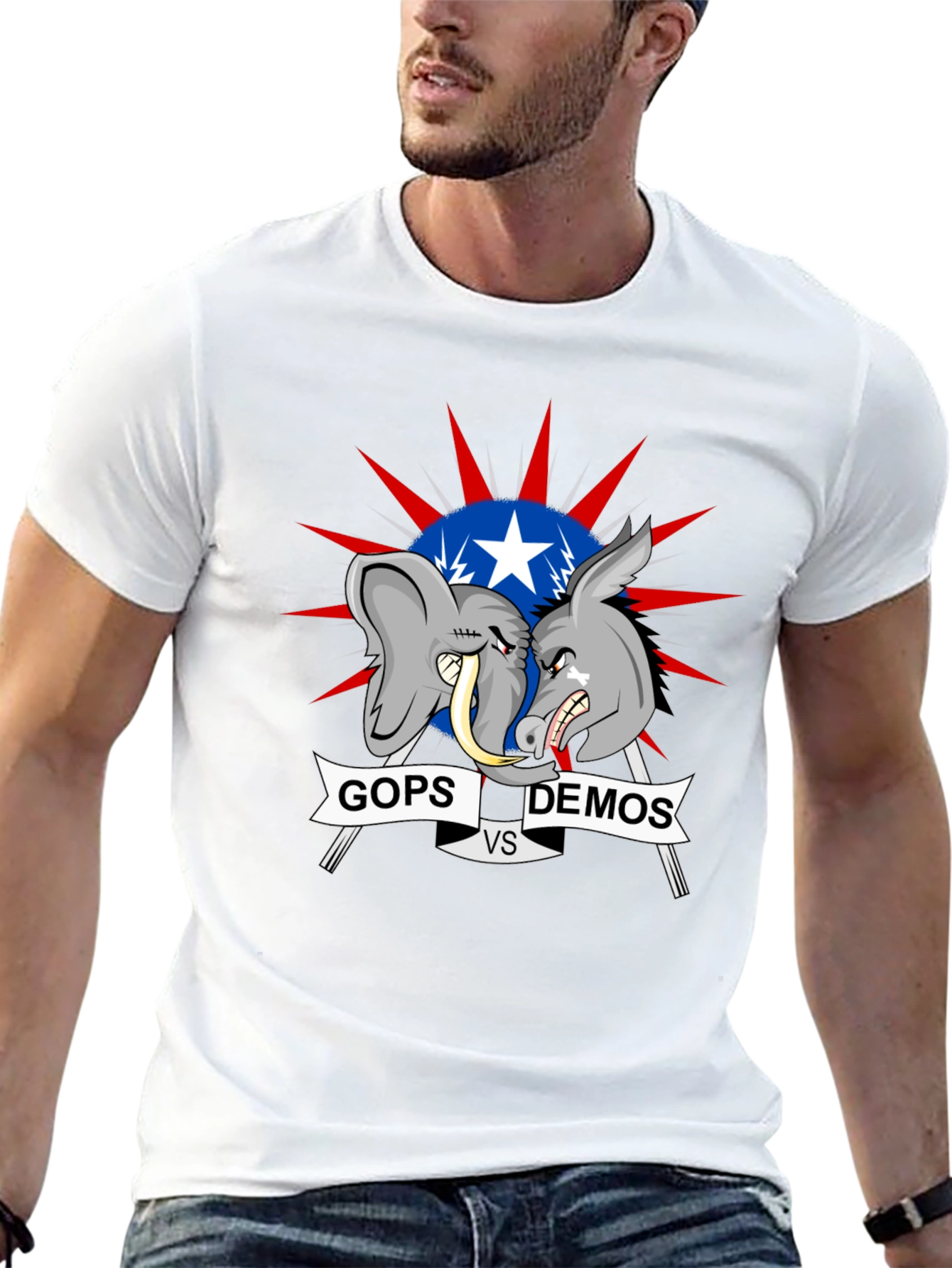 Political T-Shirt: GOPs vs DEMOs Cartoon