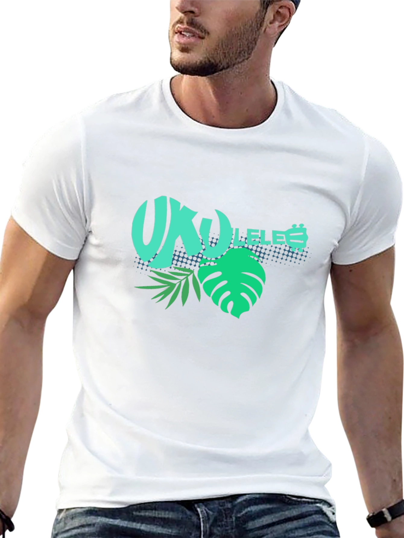 Ukulele Tropical Black T-Shirt