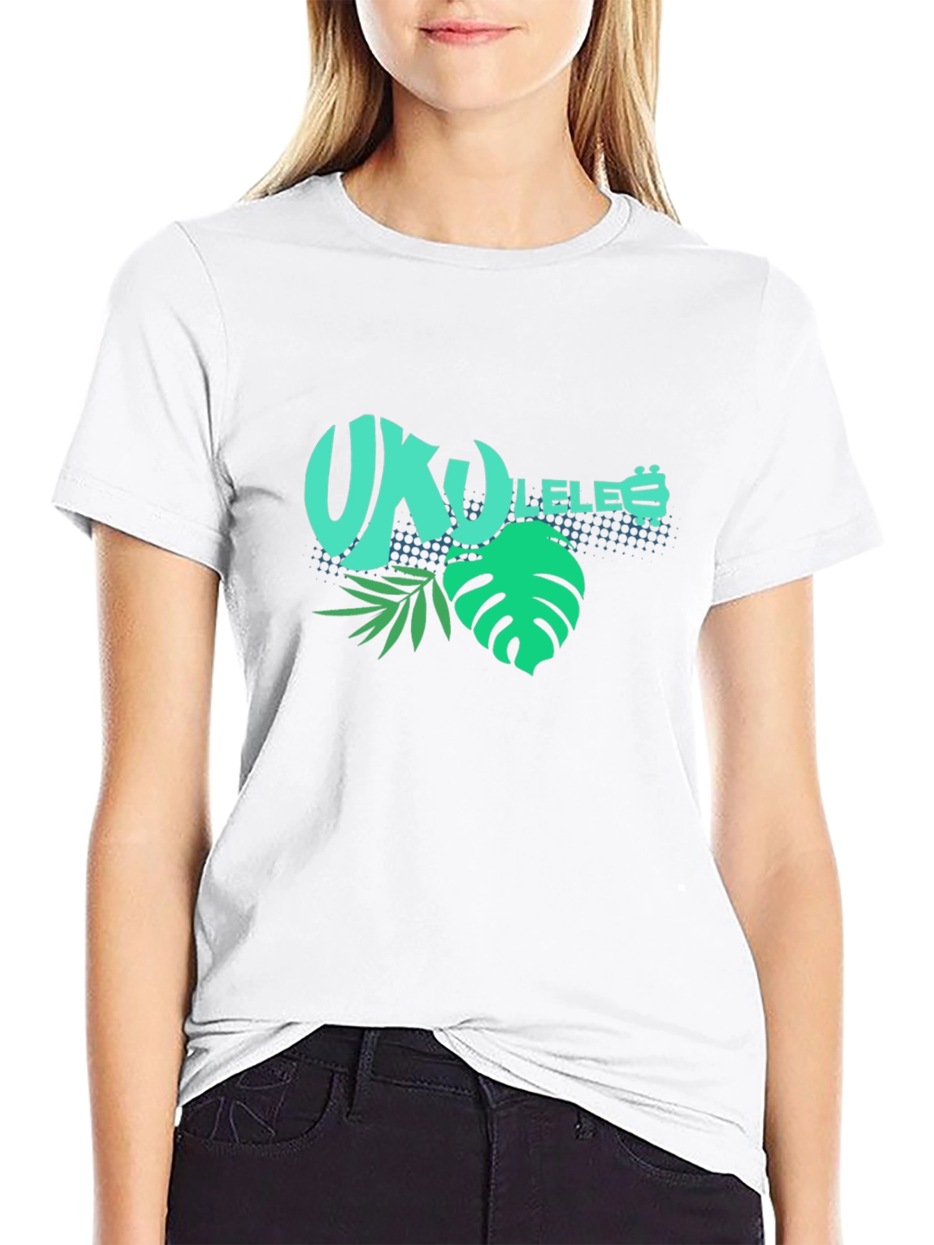 Ukulele Tropical Black T-Shirt