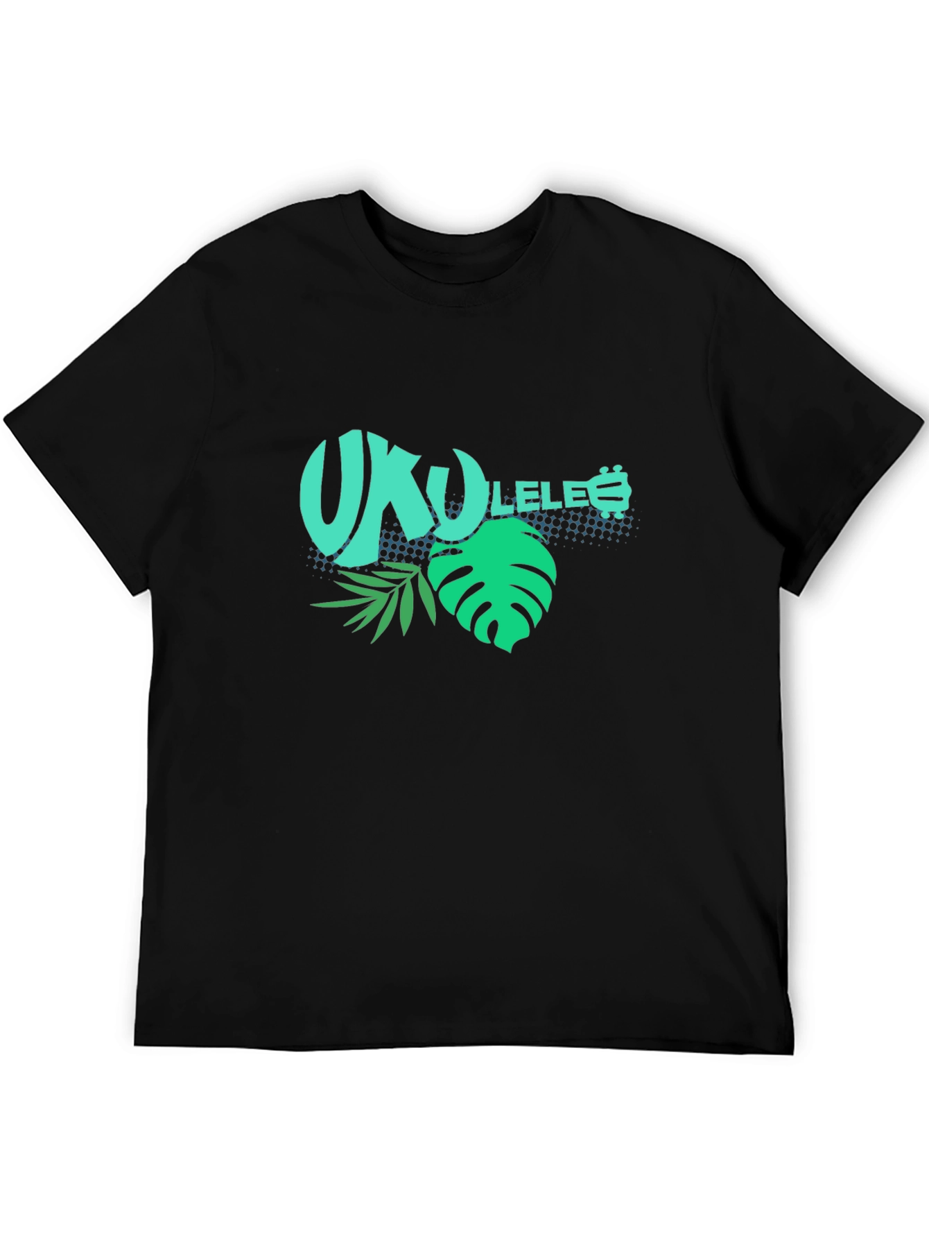Ukulele Tropical Black T-Shirt