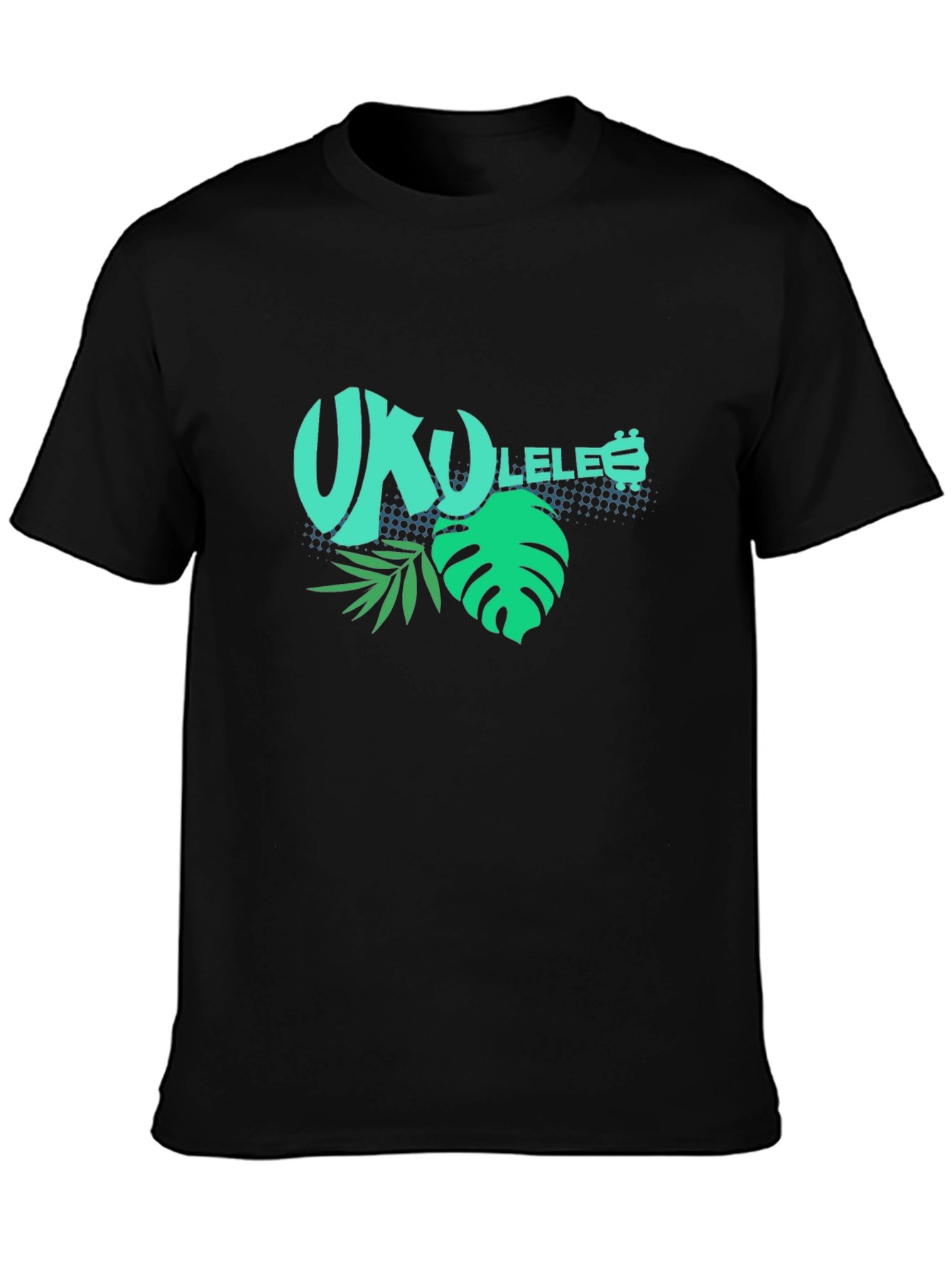 Ukulele Tropical Black T-Shirt