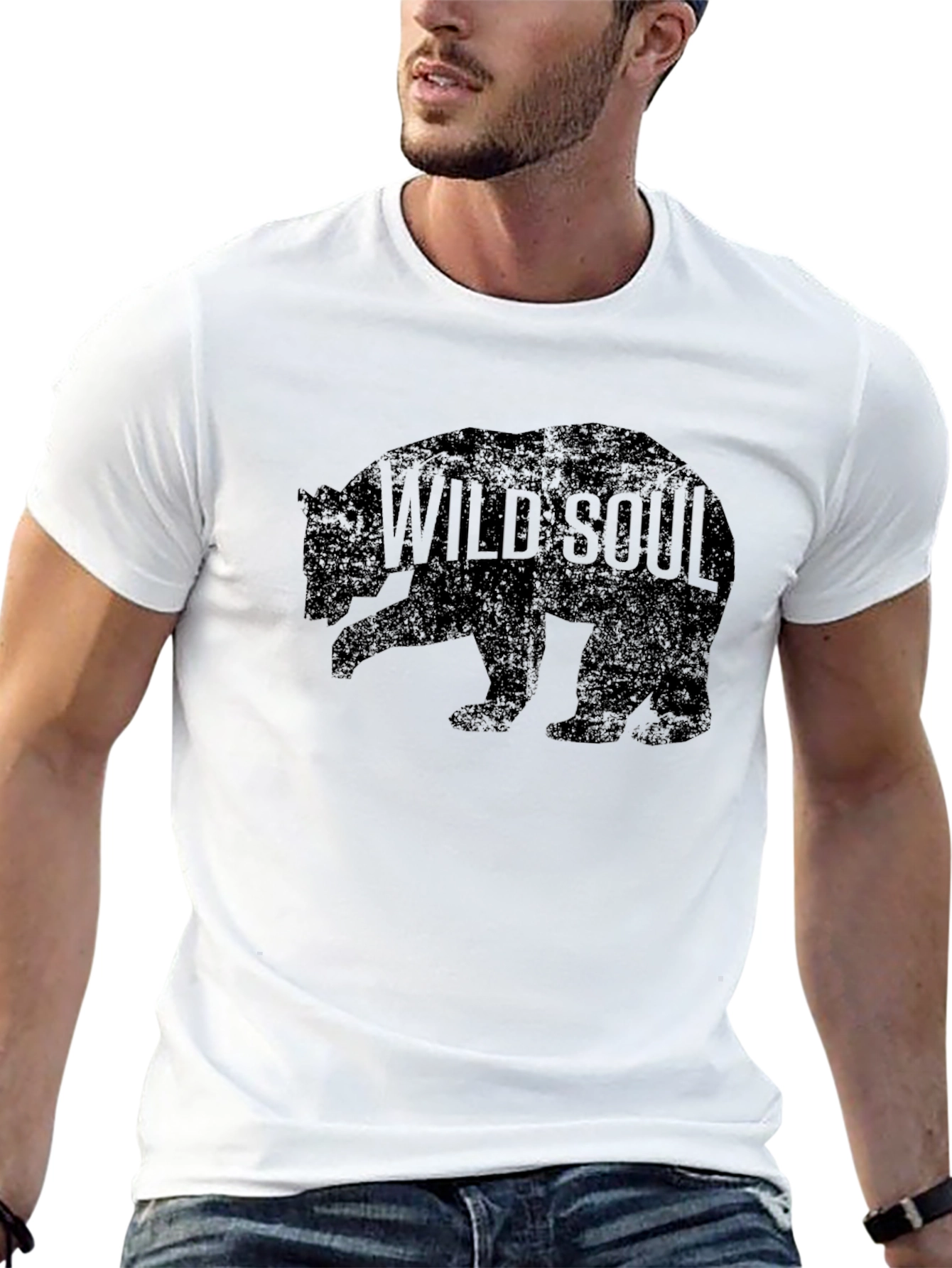 Wild Soul Bear Graphic Tee - Black Cotton T-Shirt