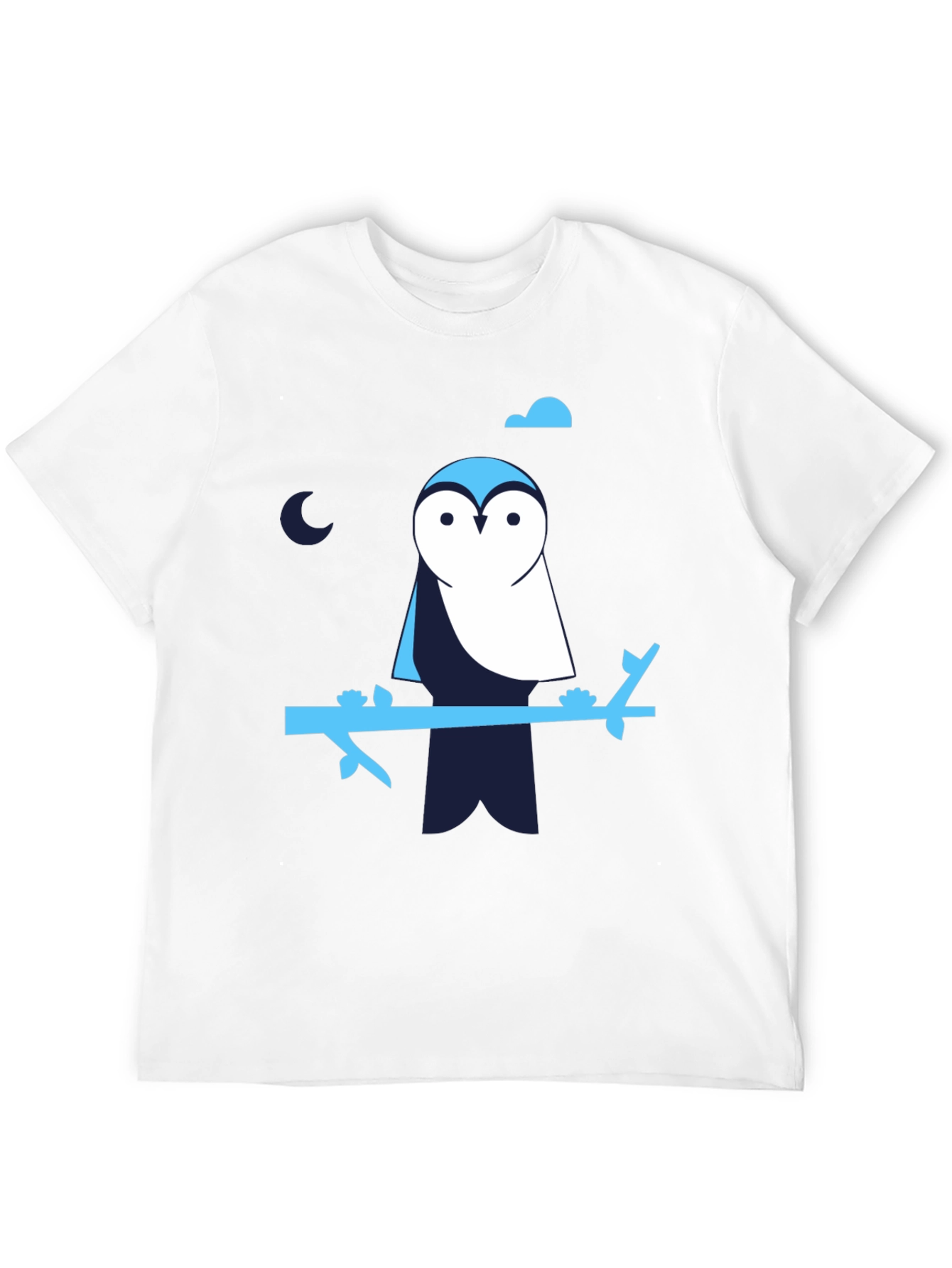 Owl on Branch Graphic Print Black T-Shirt