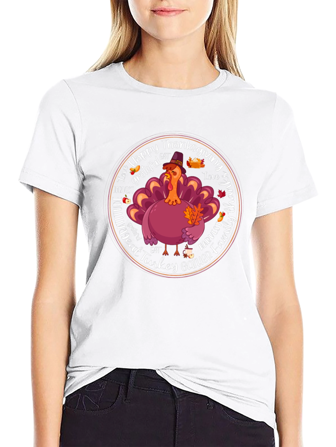 Happy Thanksgiving Turkey Graphic T-Shirt