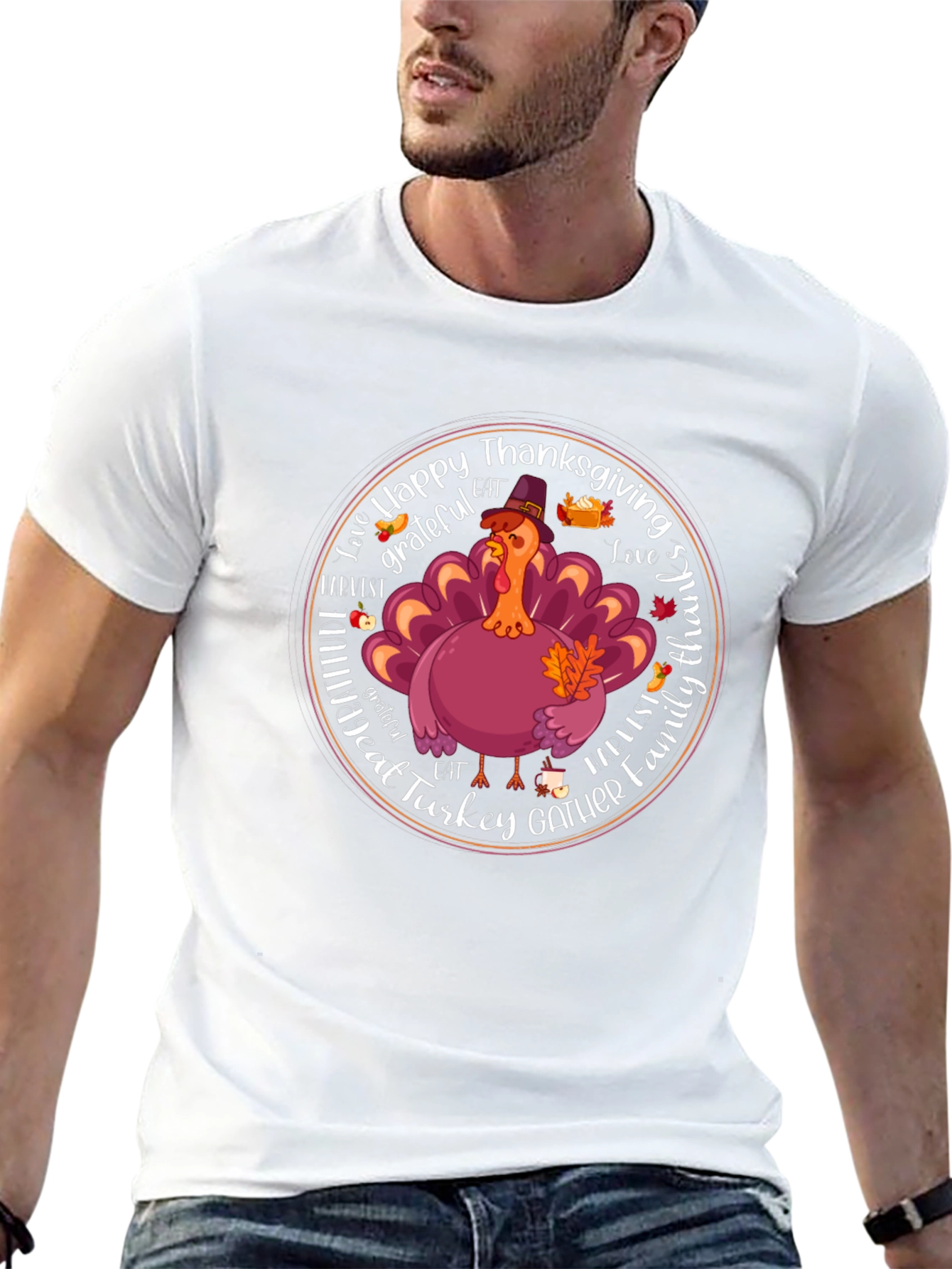 Happy Thanksgiving Turkey Graphic T-Shirt
