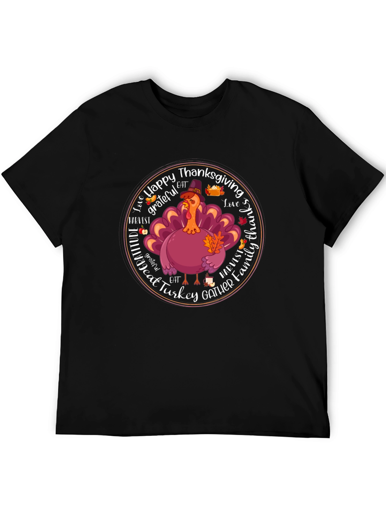Happy Thanksgiving Turkey Graphic T-Shirt