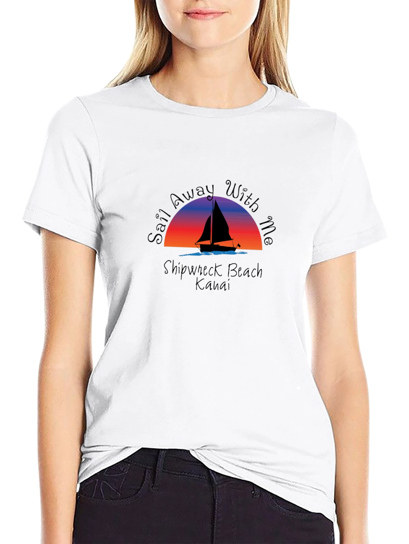 Sail Away With Me Black Graphic Tee