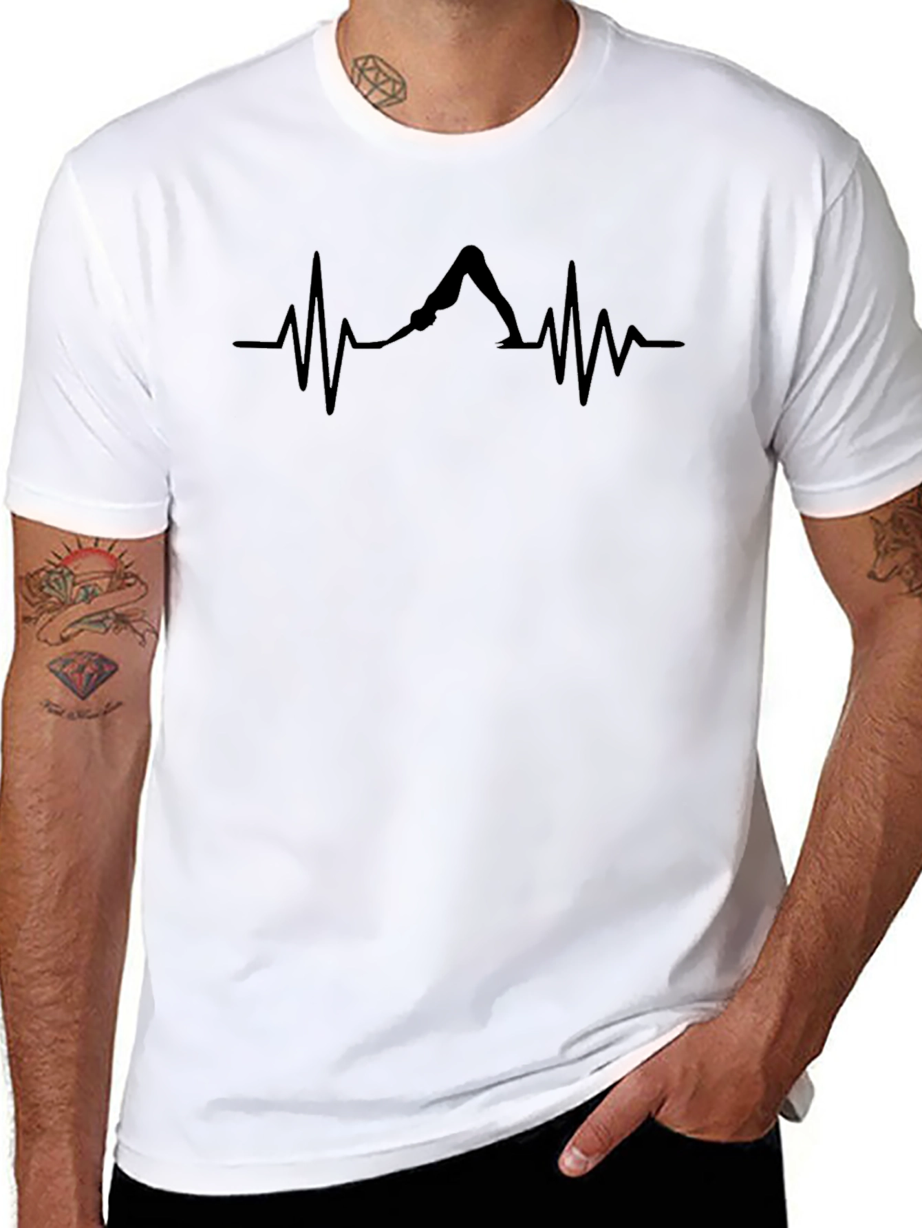 Yoga Heartbeat Graphic Tee - Black