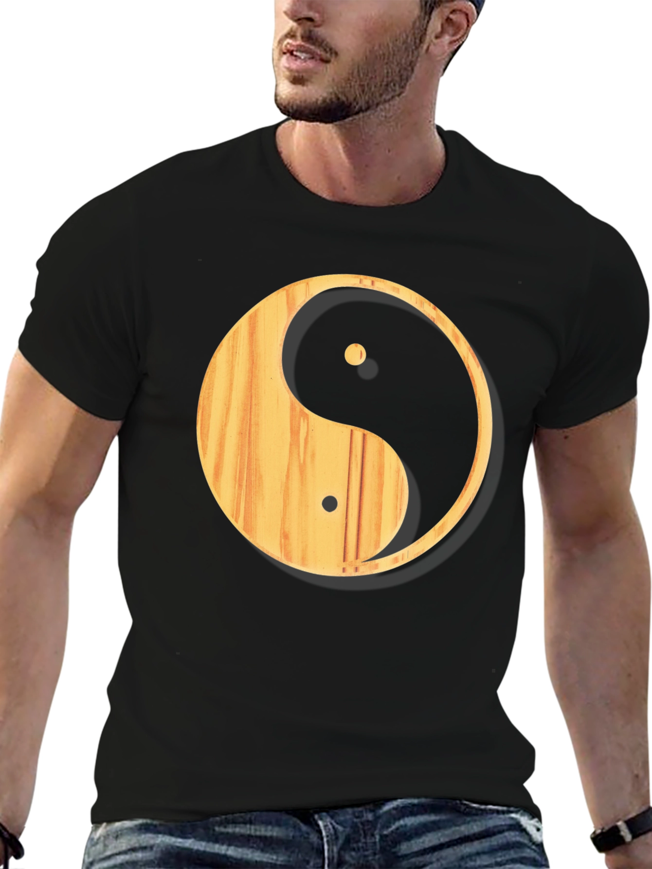 Yin Yang Wood Grain T-Shirt - Casual Comfort