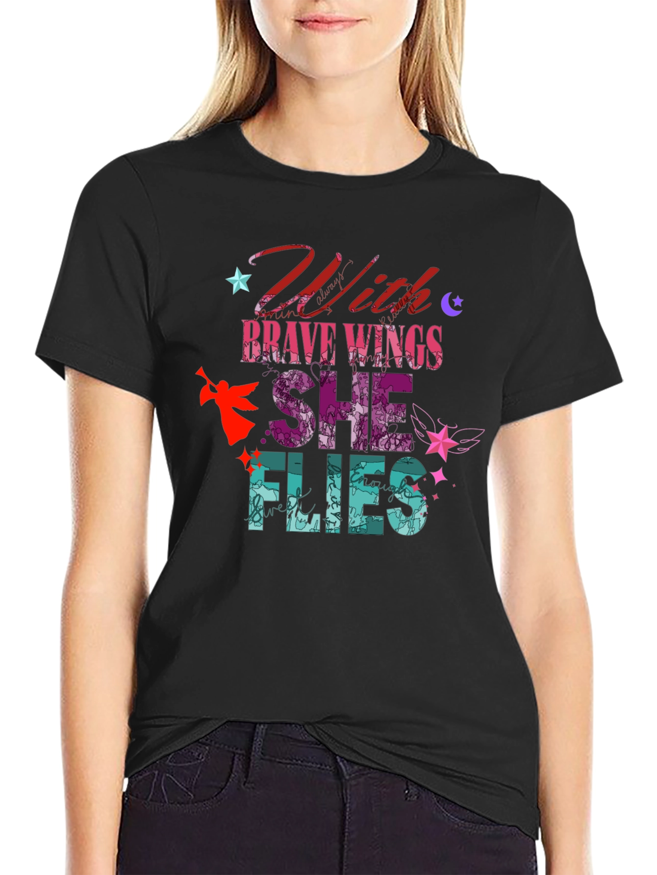 With Brave Wings She Flies Graphic Tee
