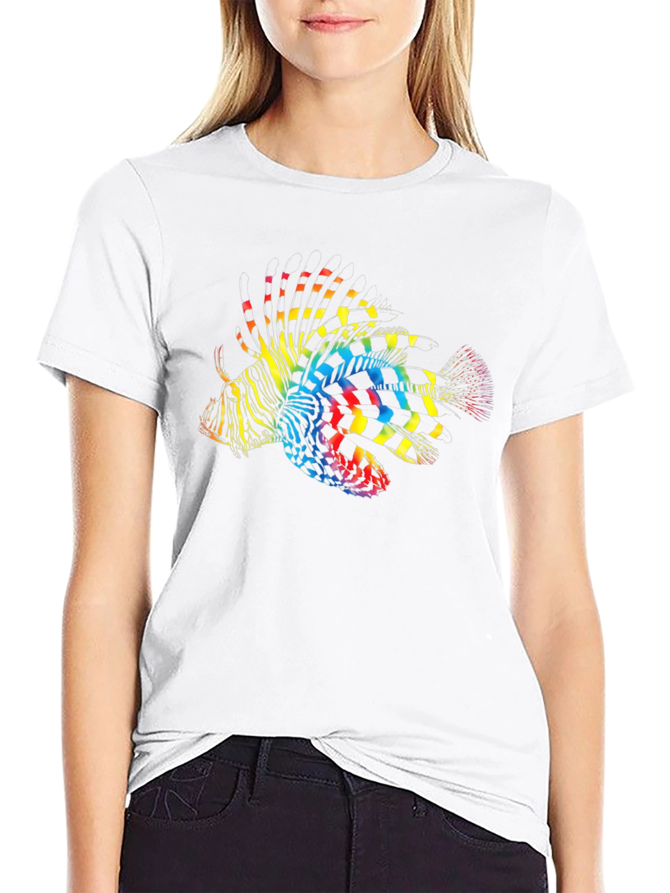 Rainbow Lionfish Graphic Tee - Mens Black T-Shirt