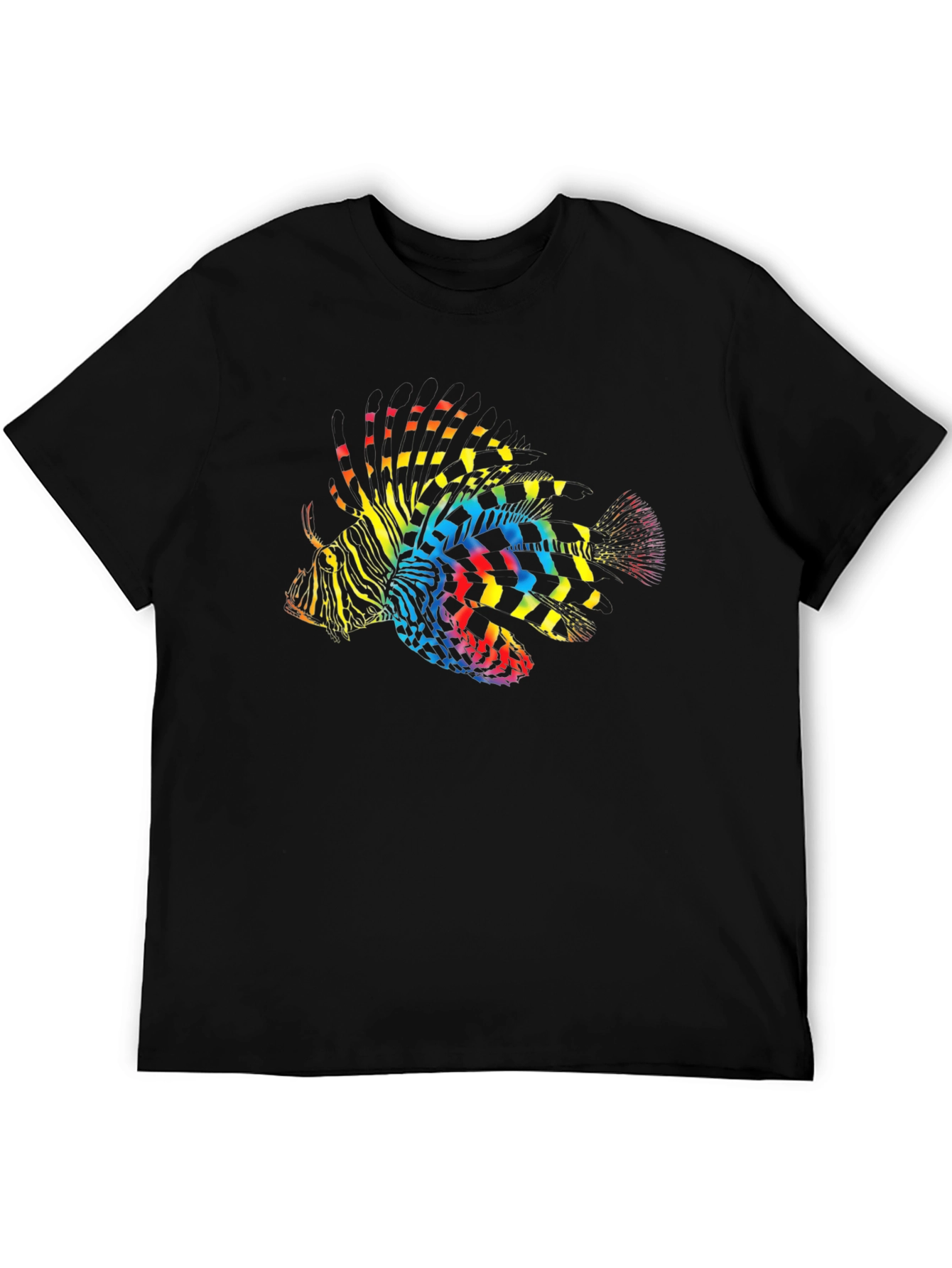 Rainbow Lionfish Graphic Tee - Mens Black T-Shirt