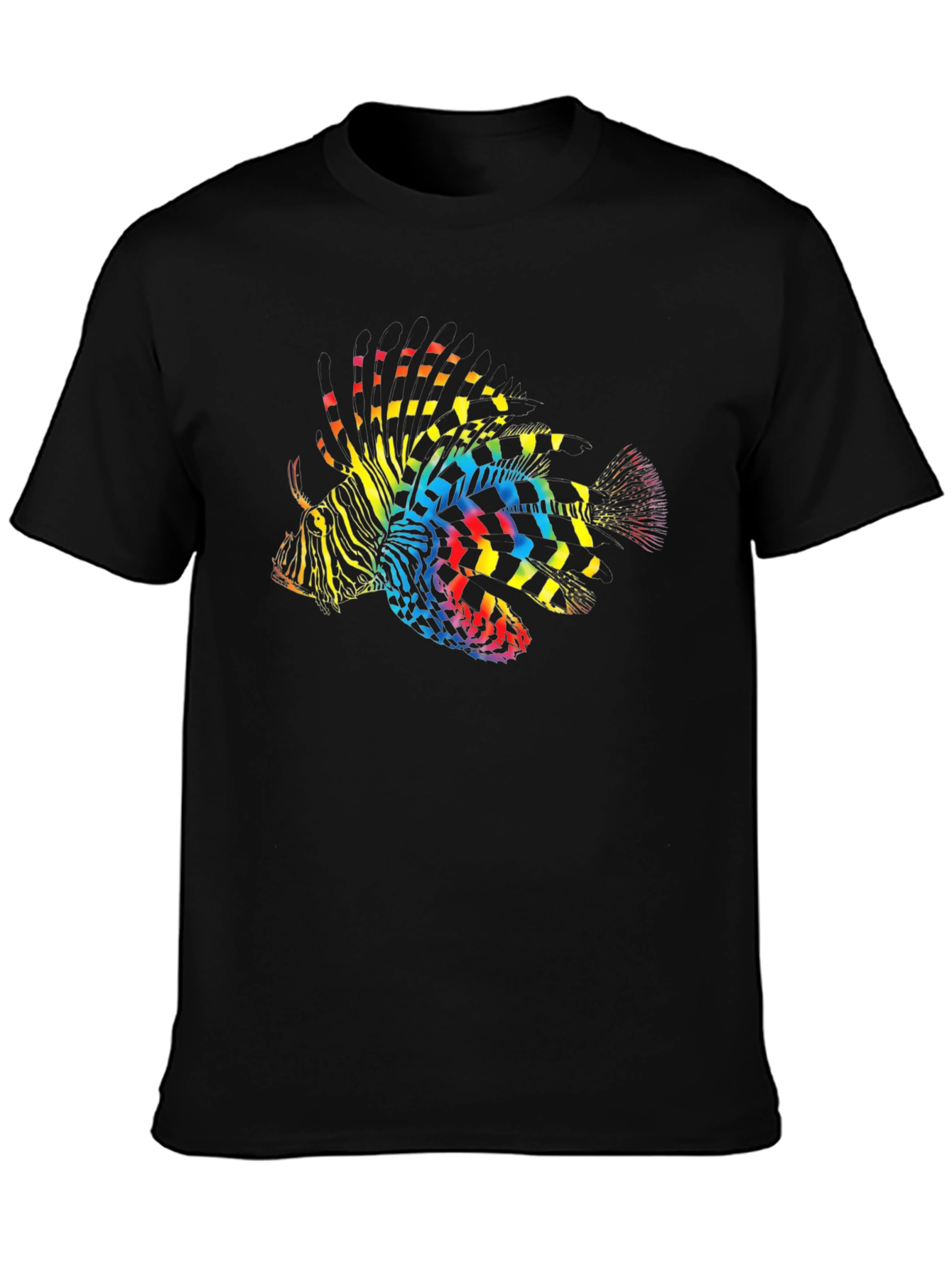 Rainbow Lionfish Graphic Tee - Mens Black T-Shirt