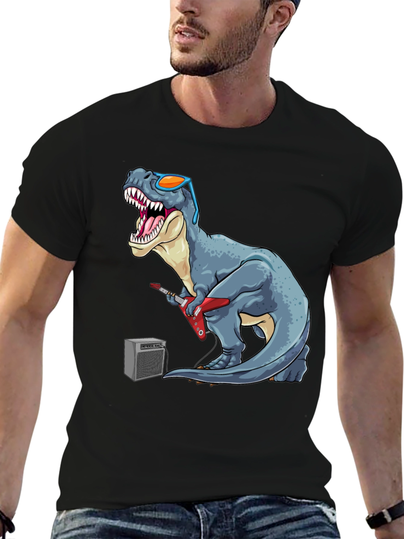 Dino Rock T-Shirt - Guitar Playing Tyrannosaurus Rex