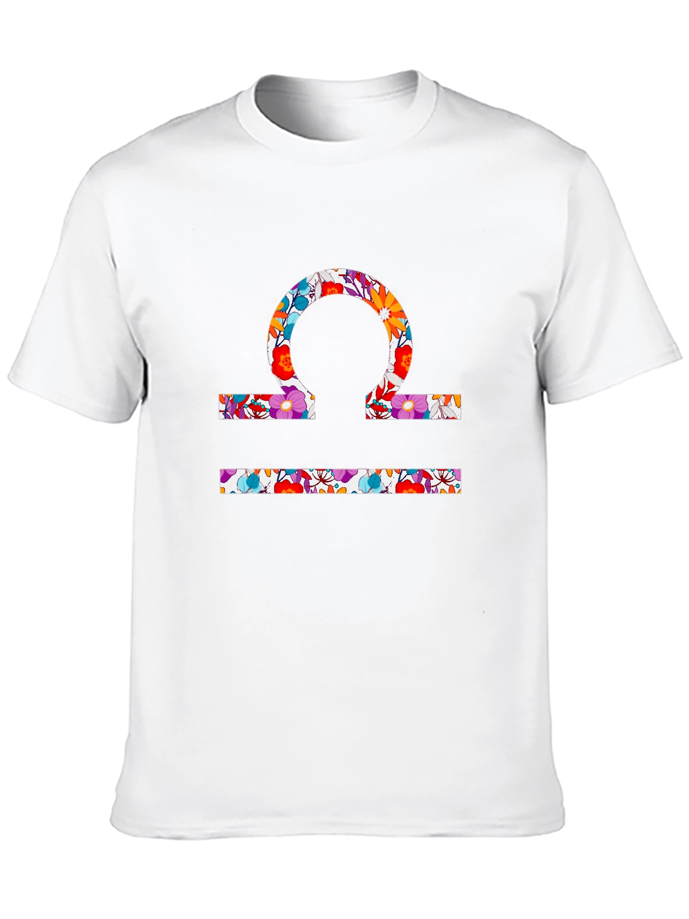 Floral Libra Zodiac Sign Black T-Shirt
