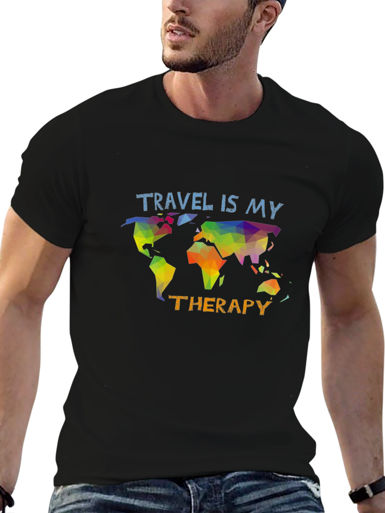 Travel is my Therapy T-Shirt - Black Graphic Tee
