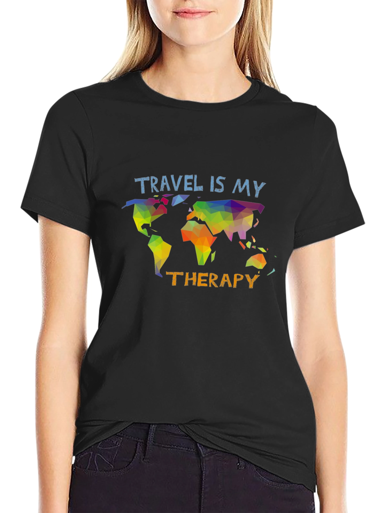 Travel is my Therapy T-Shirt - Black Graphic Tee