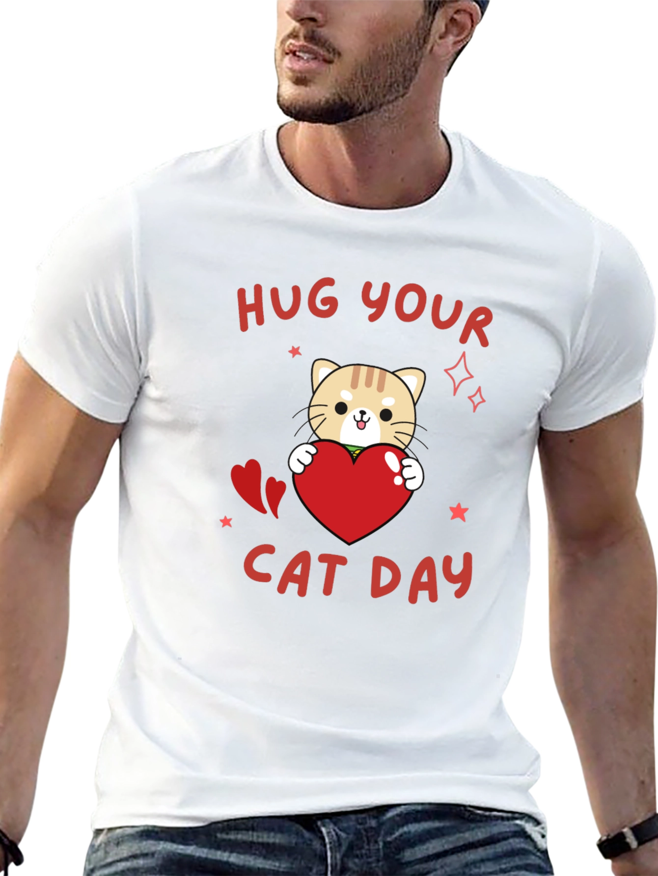 Hug Your Cat Day Black T-Shirt