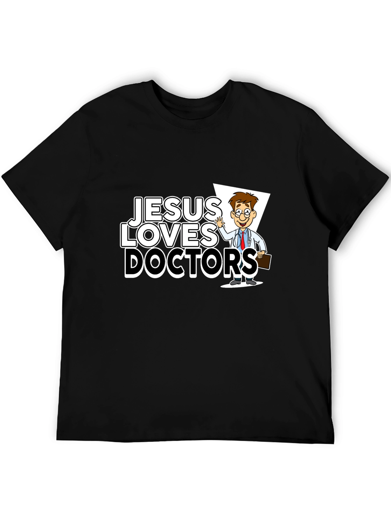 Jesus Loves Doctors Graphic Tee - Black T-Shirt