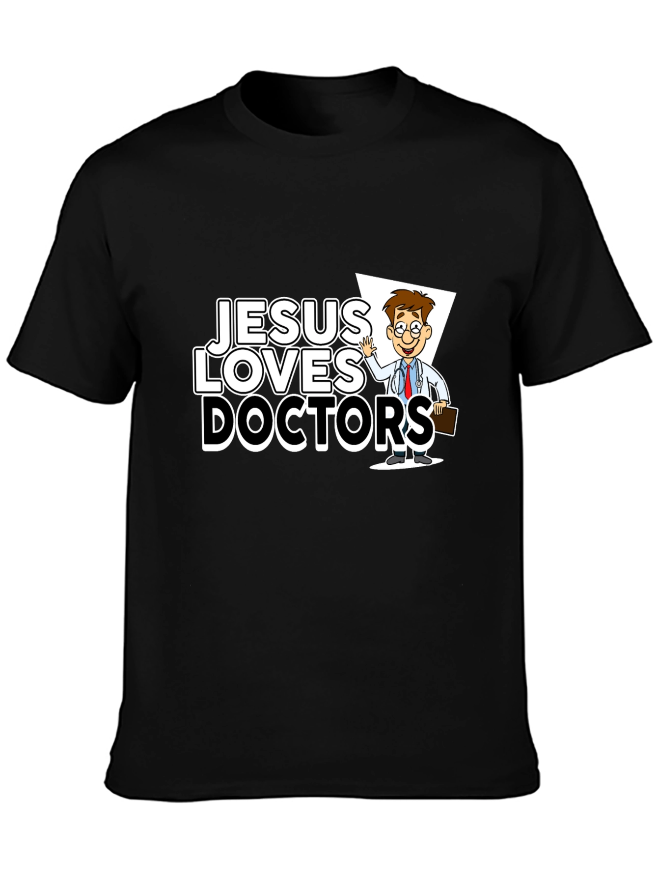 Jesus Loves Doctors Graphic Tee - Black T-Shirt