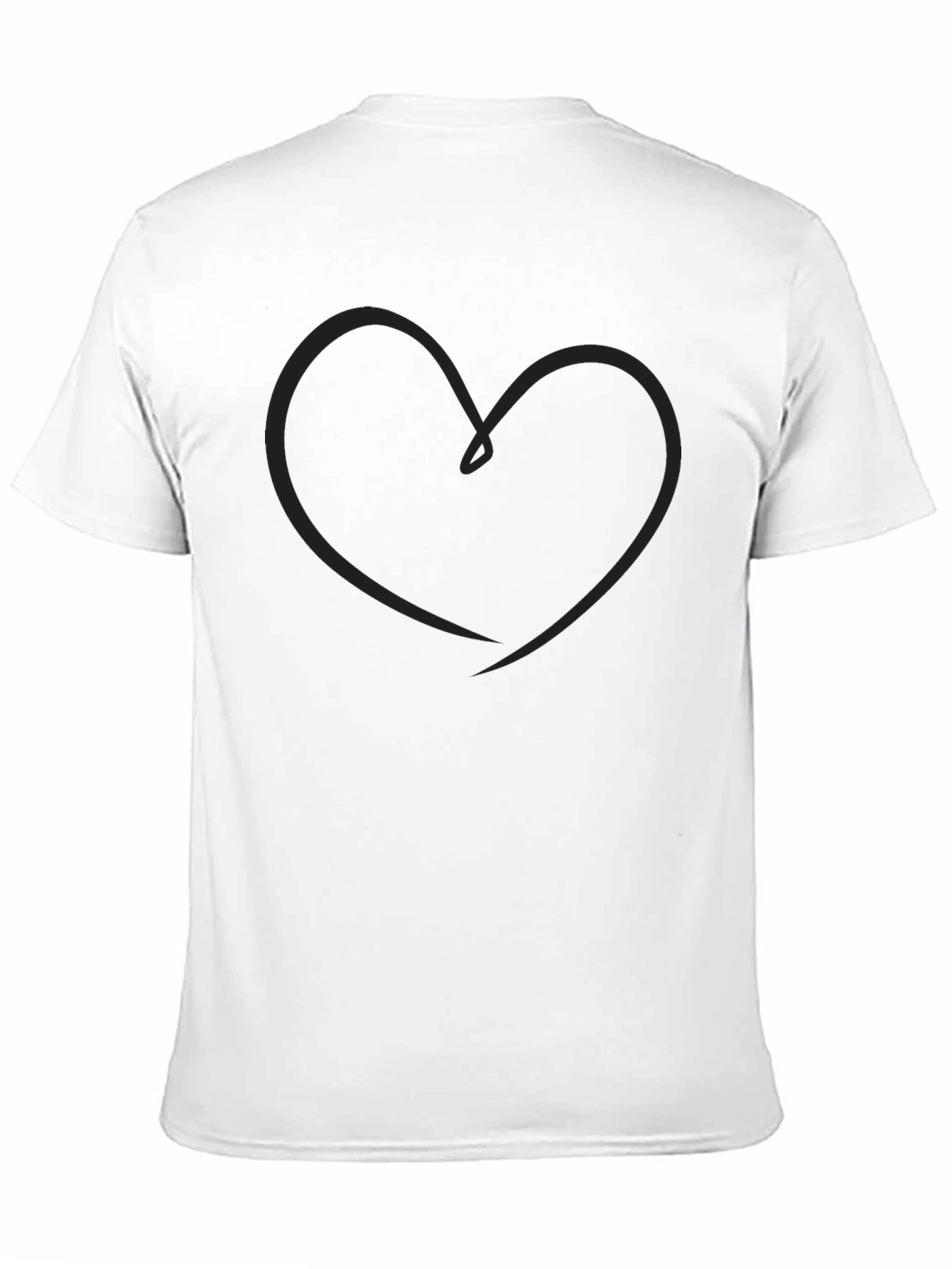 Heart Line Art Black T-Shirt