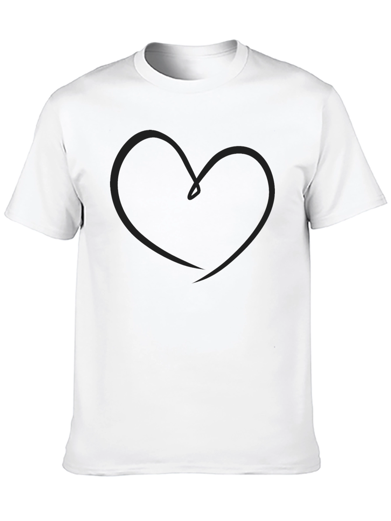 Heart Line Art Black T-Shirt