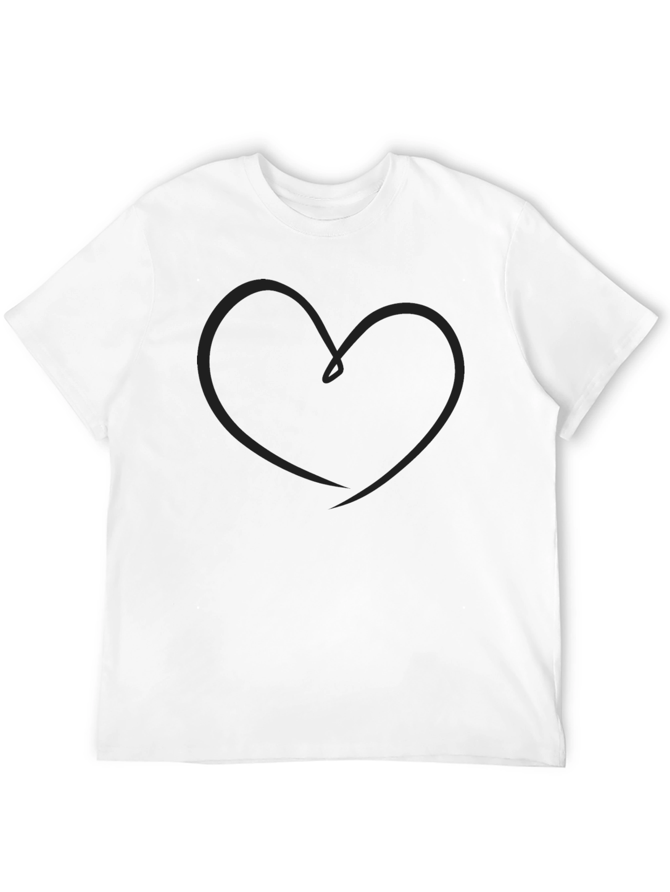 Heart Line Art Black T-Shirt