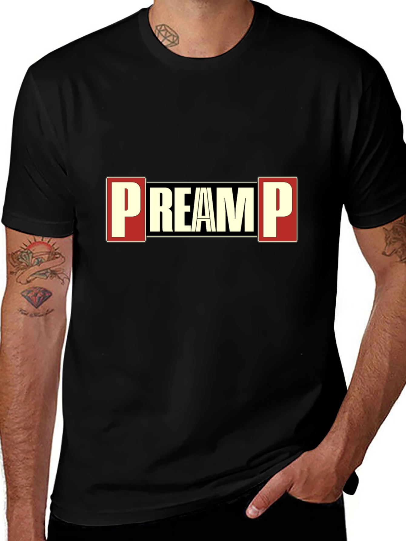 PREAMP Graphic Tee - Black Cotton Blend T-Shirt