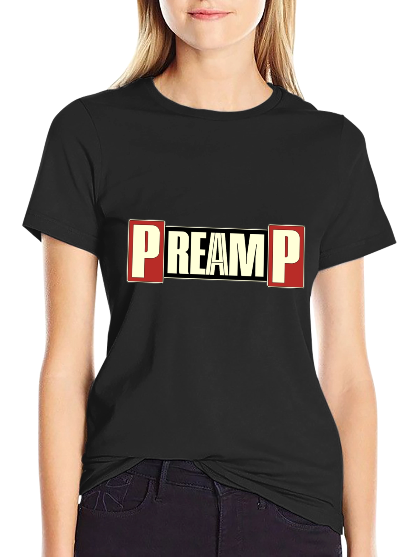 PREAMP Graphic Tee - Black Cotton Blend T-Shirt