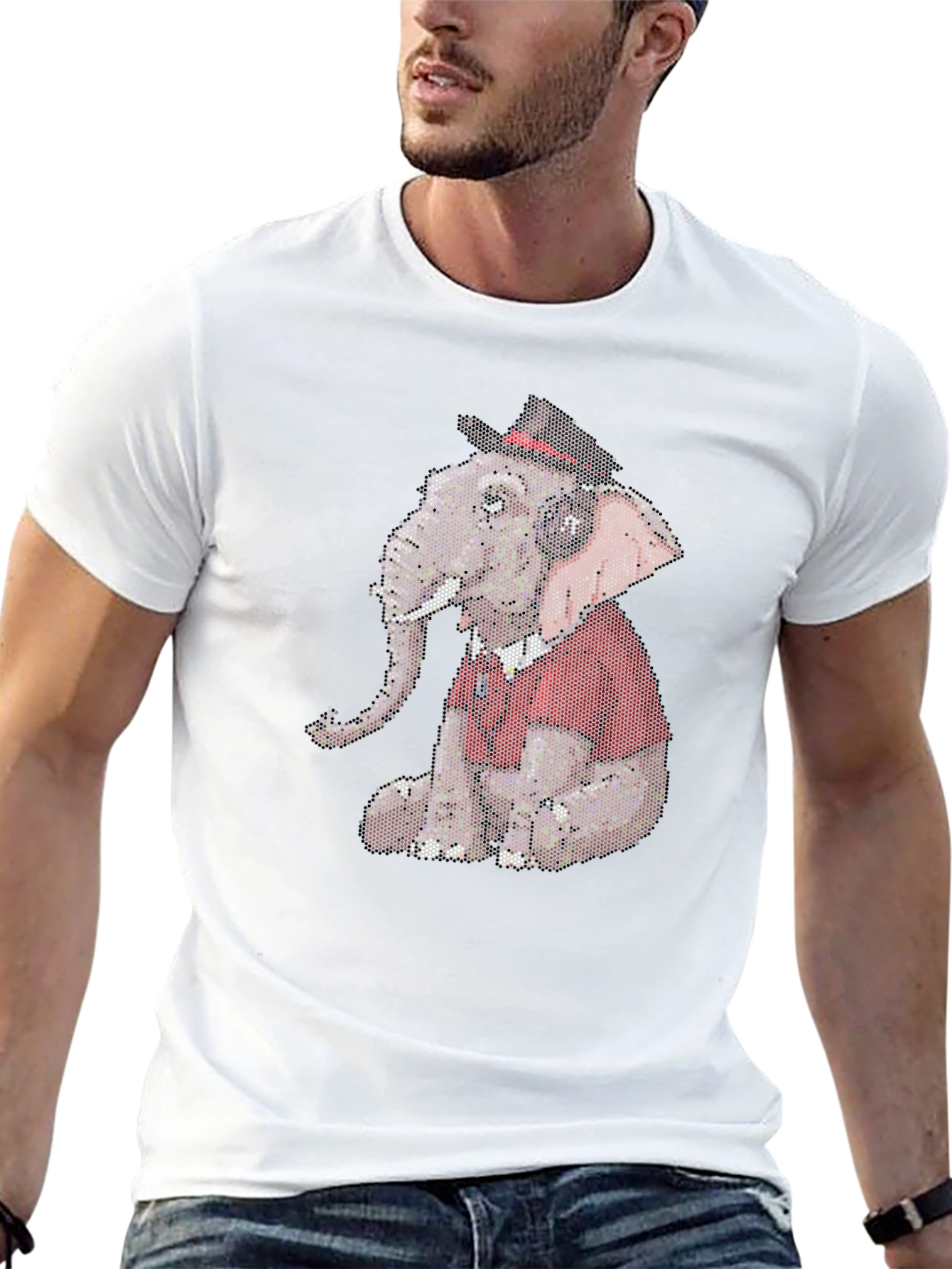 Elephant with Hat Graphic Print Tee