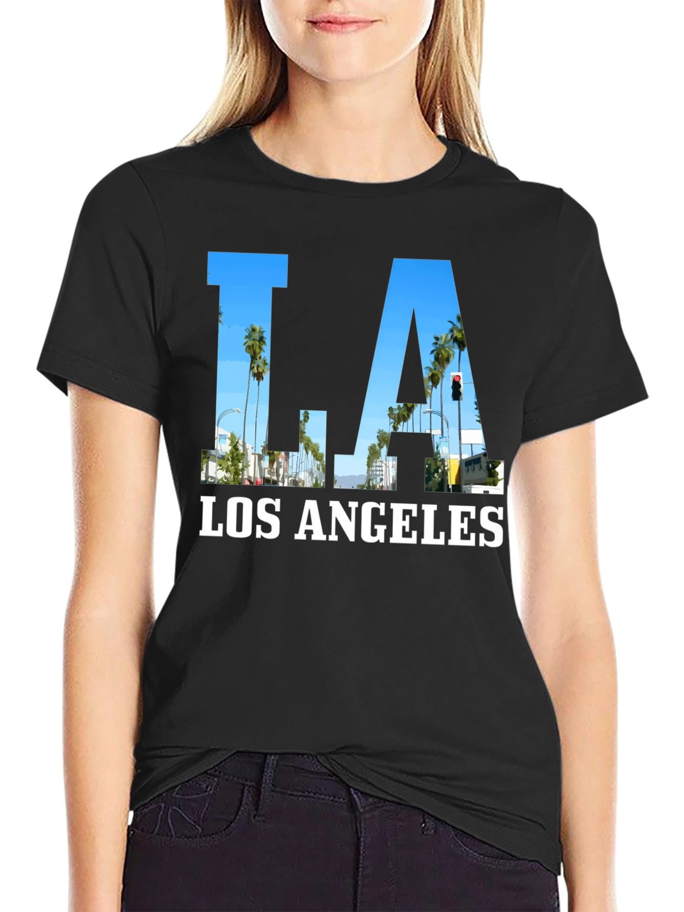 LA Los Angeles Cityscape Mens Graphic T-Shirt