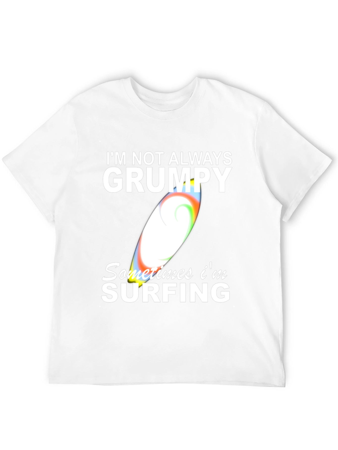 Grumpy Surfing Graphic Tee - Mens Black Cotton T-Shirt