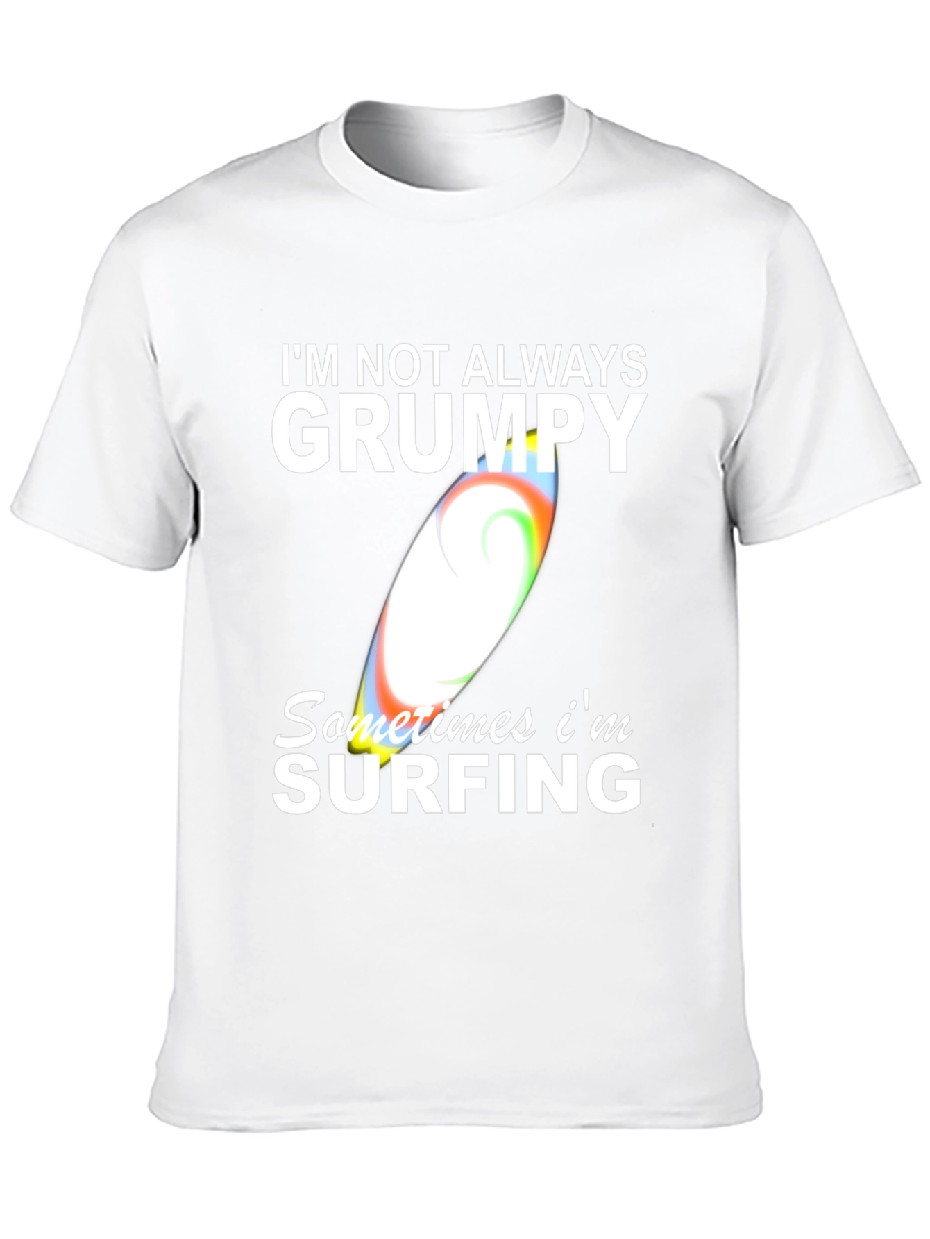 Grumpy Surfing Graphic Tee - Mens Black Cotton T-Shirt