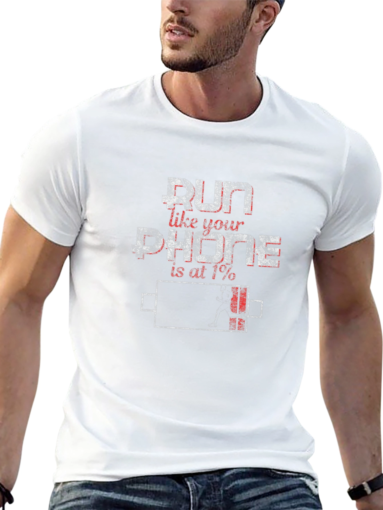 Run Like Your Phone is at 1% T-Shirt