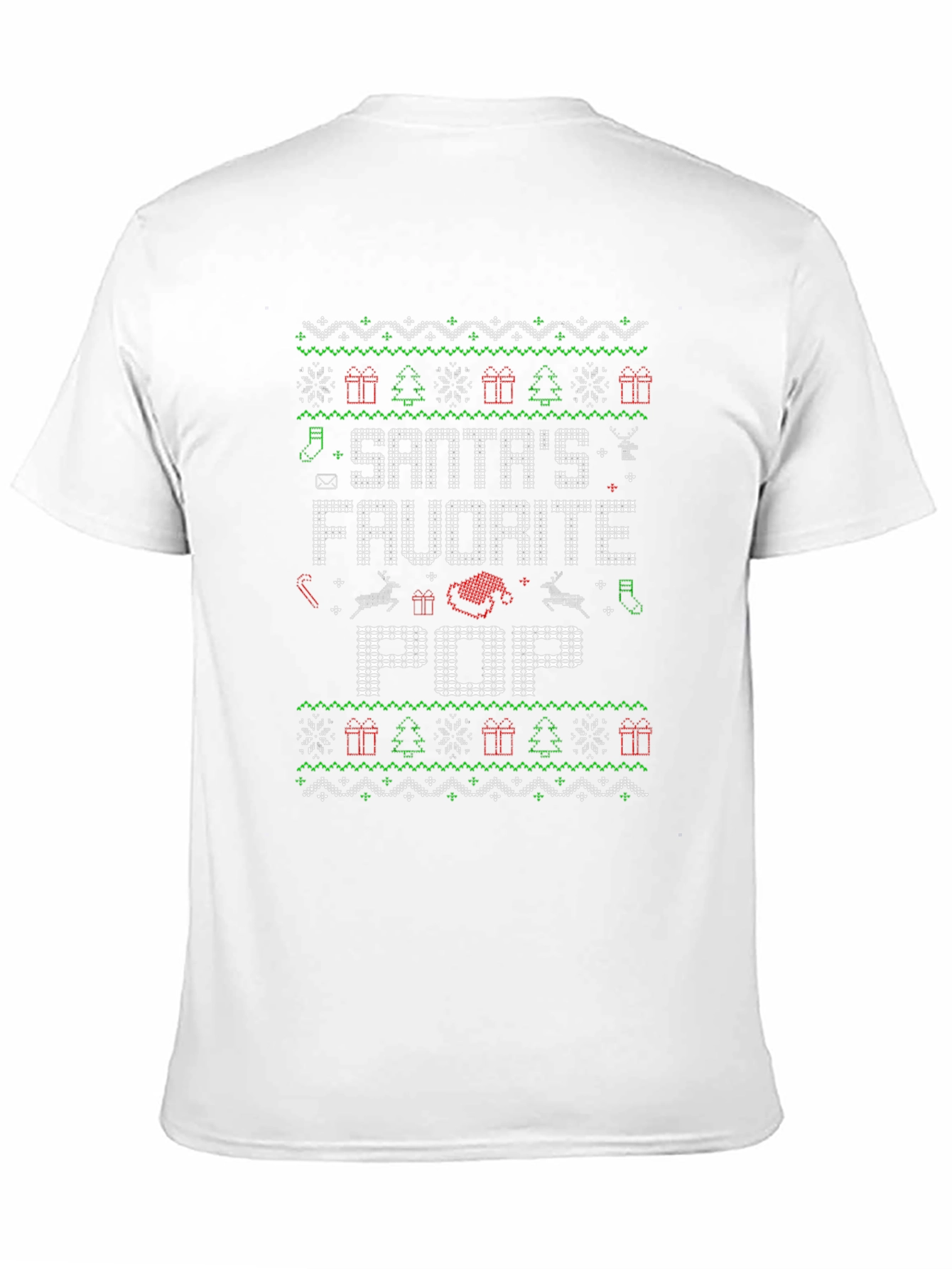 Santas Favorite Pop Knit-Style Christmas T-Shirt