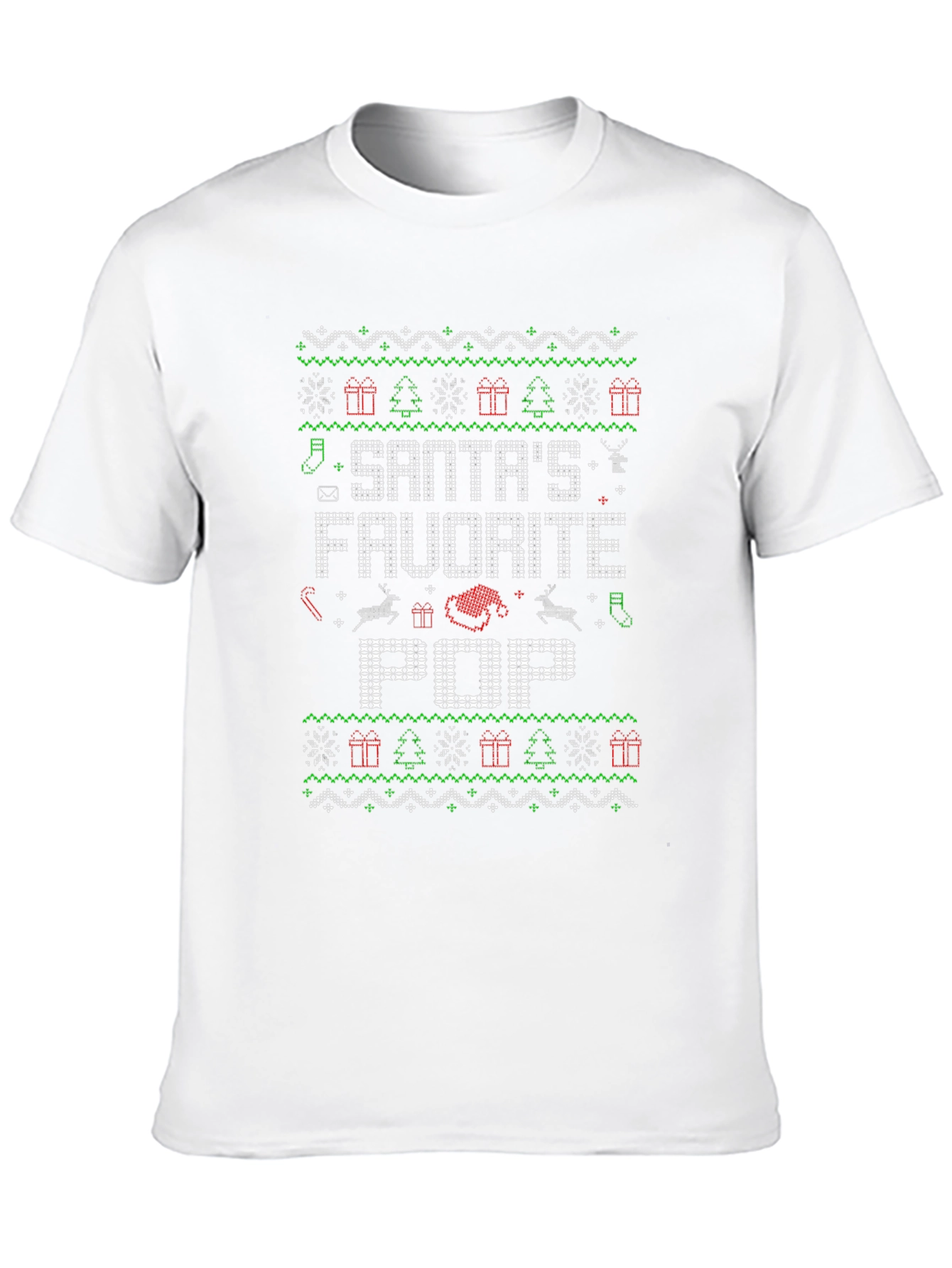Santas Favorite Pop Knit-Style Christmas T-Shirt