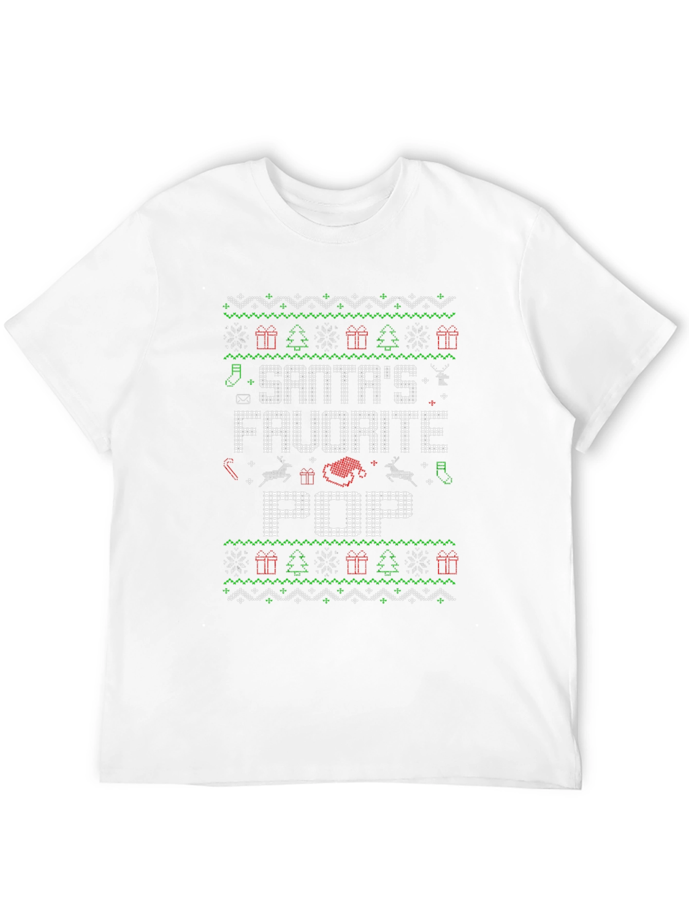 Santas Favorite Pop Knit-Style Christmas T-Shirt